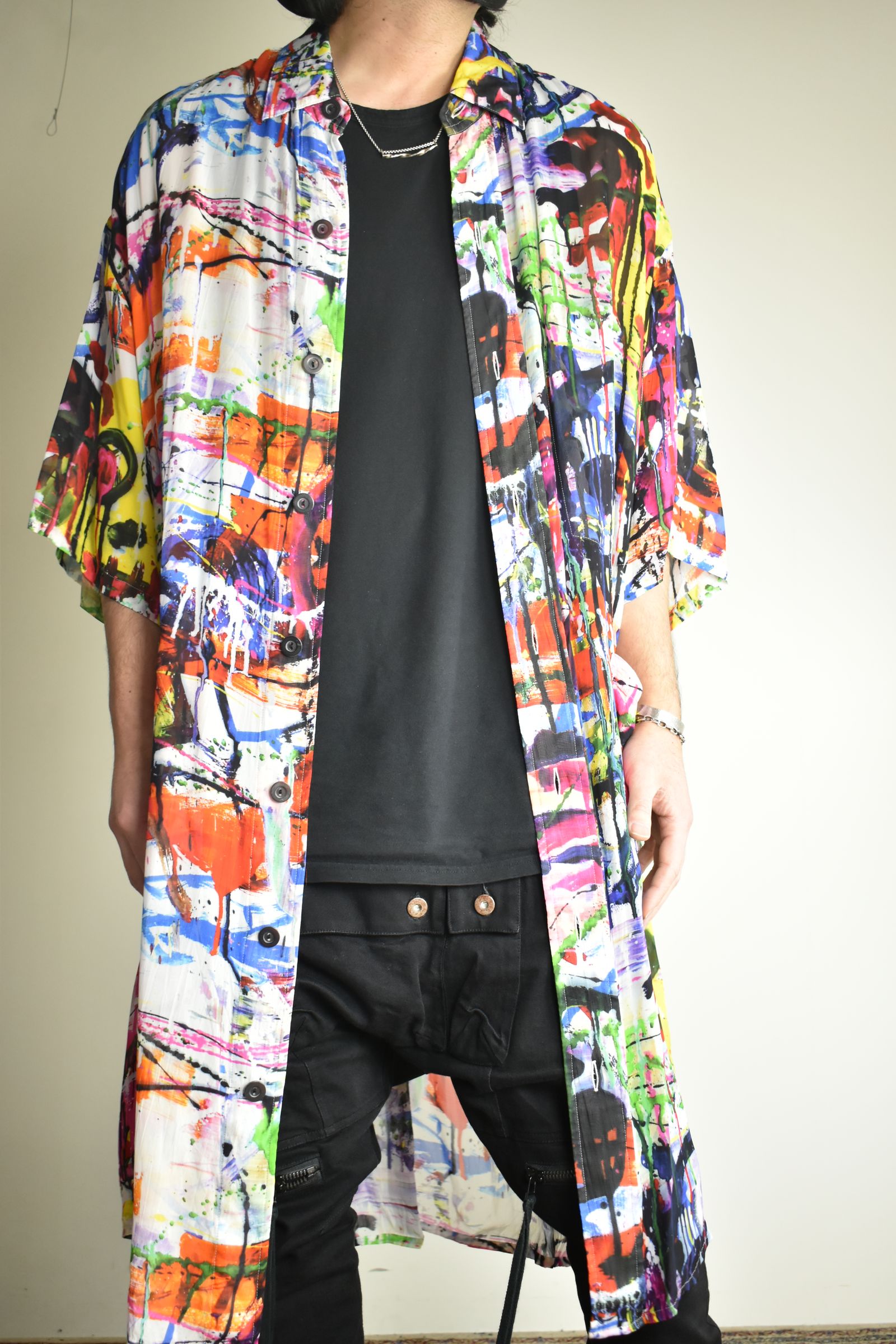 Rayon Chiffon Inkjet Print Short-Sleeved Big Shirt&Dress"Color Print" / レーヨンシフォンインクジェットプリント半袖ビッグシャツ / ワンピース"カラープリント"