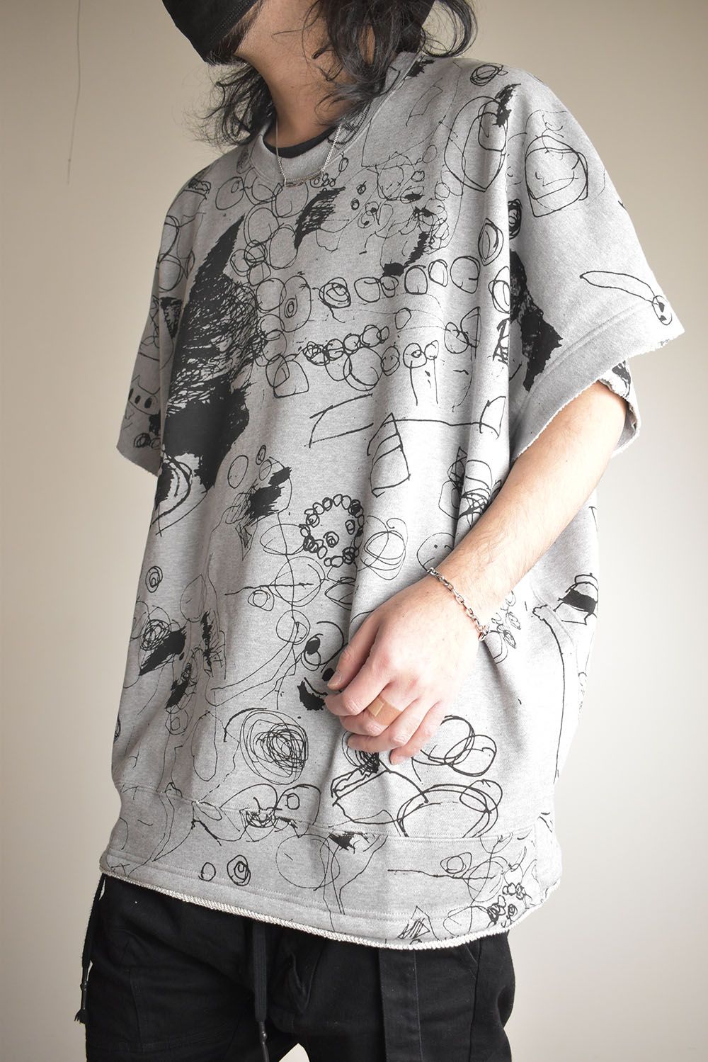Sweat Oversize Print Pullover"Grey" / スウェットオーバープリントプルオーバー"グレー"