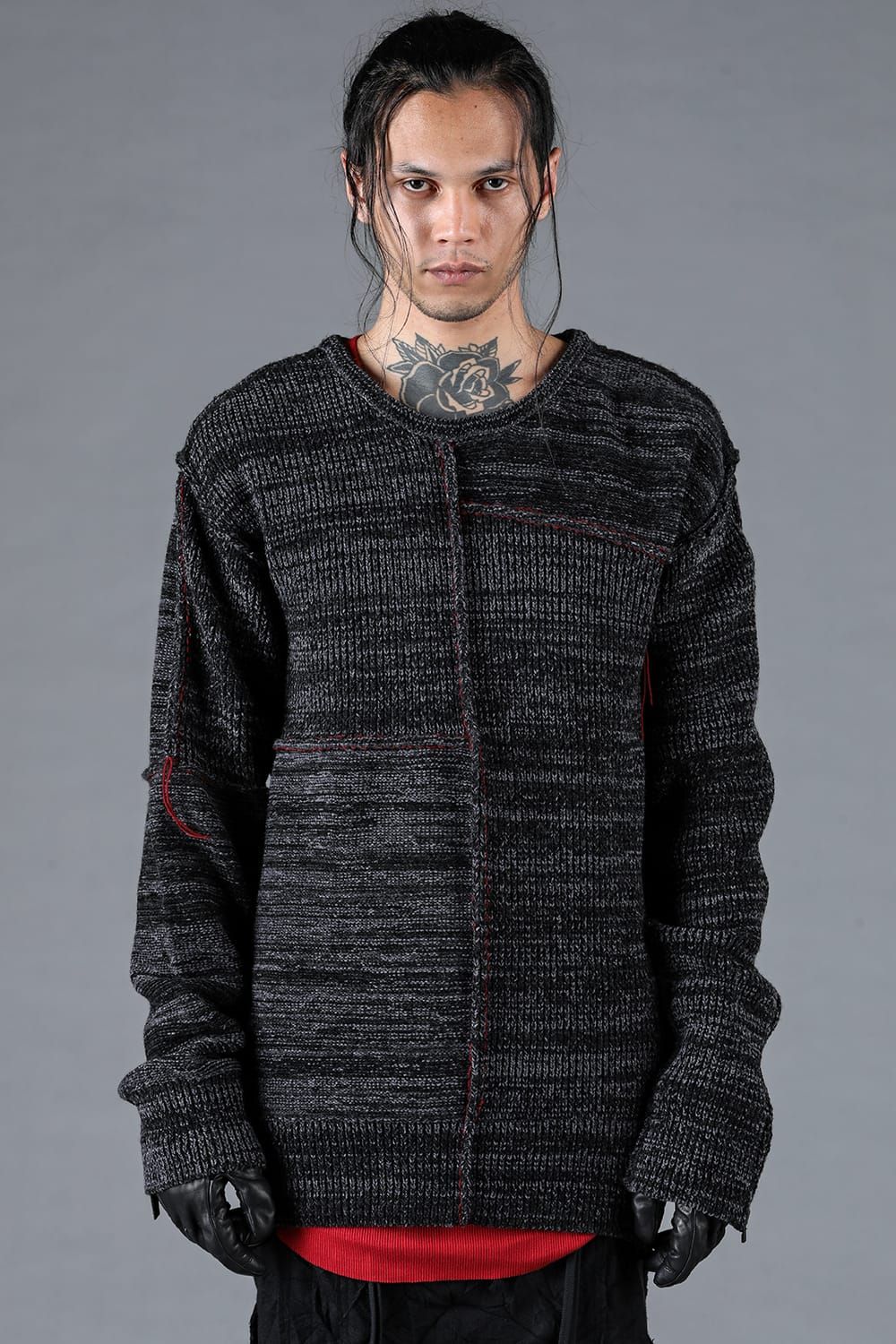 Wool Knit Zip Pullover "Charcoal" / ウールニットジッププルオーバー"チャコール"