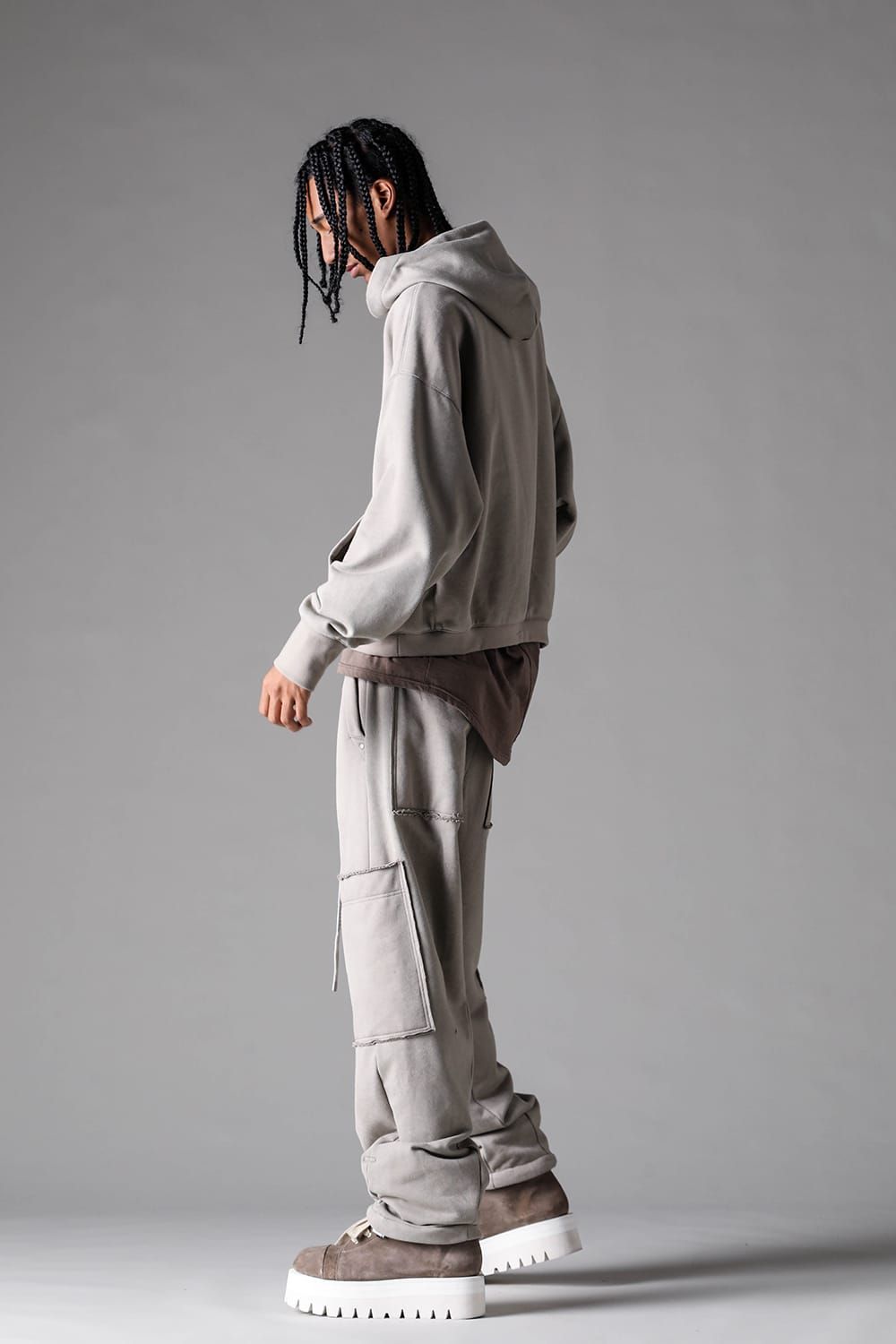《2027SS先行予約》French Terry Wide Pants "Black / Grey / L.Beige"/ フレンチテリー裏毛ワイドパンツ"ブラック / グレー /ライトベージュ"