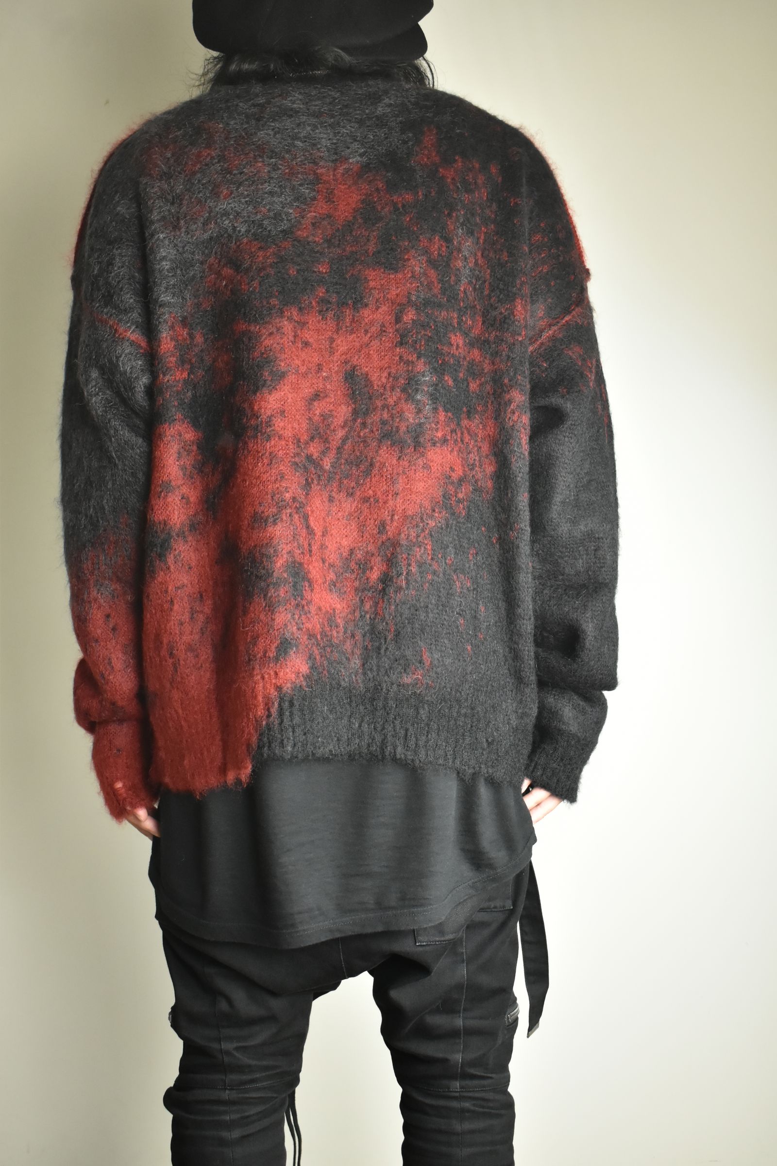 Gradation Mohair Knit Pullover"Black-Red" / グラデーションモヘアニットプルオーバー"ブラックレッド"