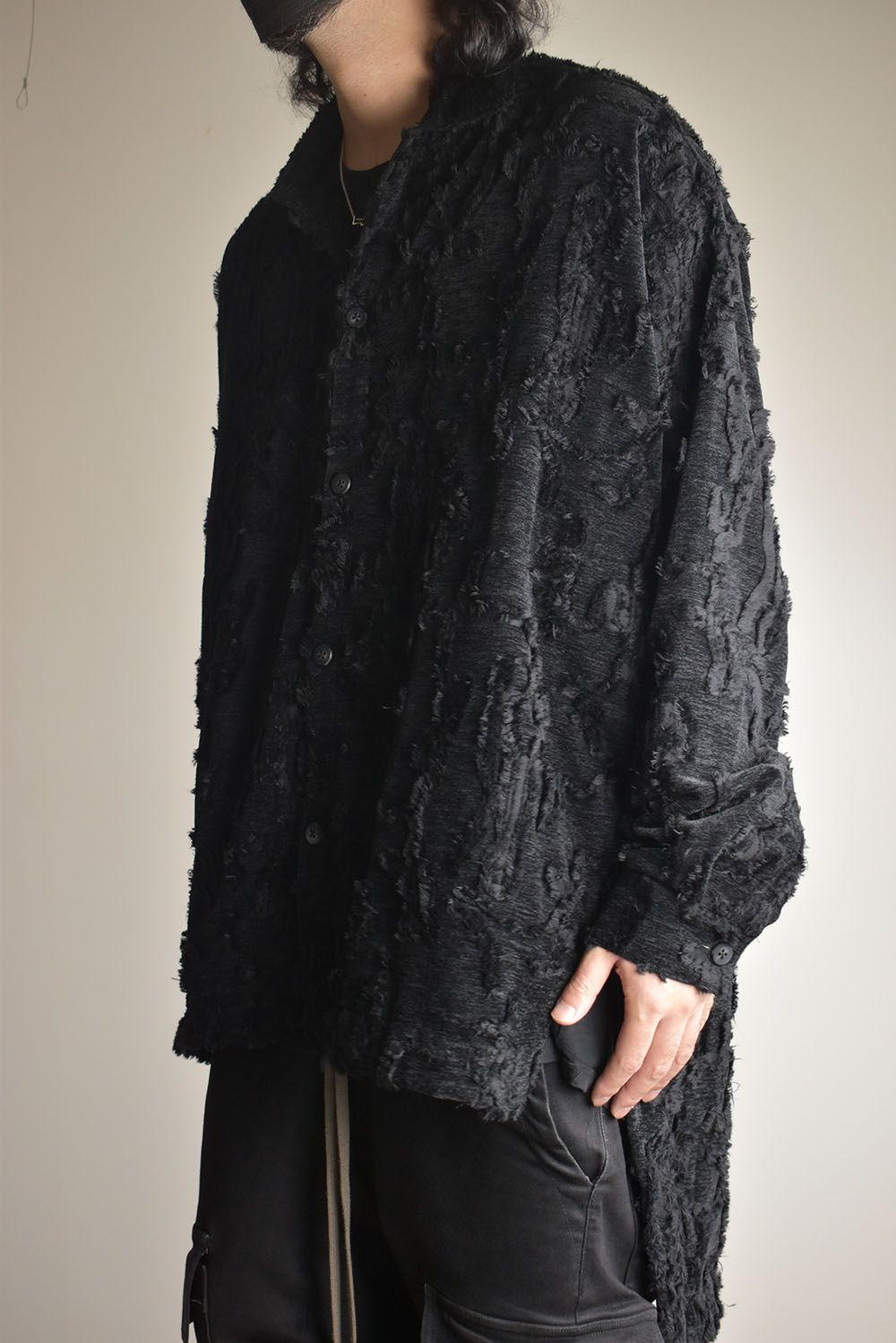 Jacguard Long Shirts"Black"/ジャガードロングシャツ"ブラック"