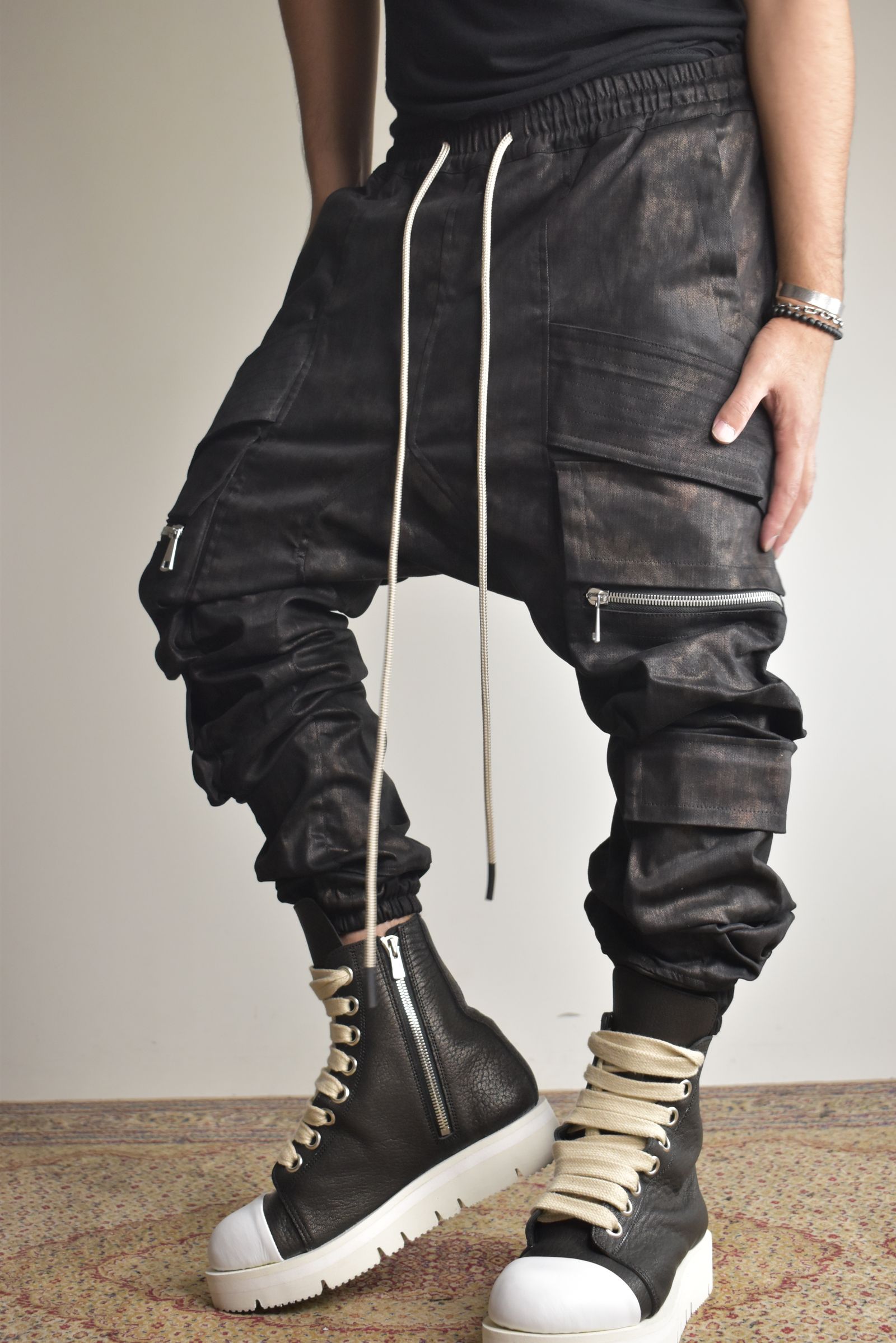 Metal Steam Camouflage Belt Cargo Jogger"Black × Brown" / メタルスチームカモフラージュ ベルトカーゴジョガー"ブラック×ブラウン"