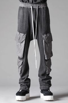 《2027SS先行予約》Sumi Dyed Lightweight French Terry Sarrouel Flare Cargo Pants"L.Grey  / D.Grey" / 墨染ミニ裏毛サルエルフレアカーゴパンツ"ライトグレー / ダークグレー"