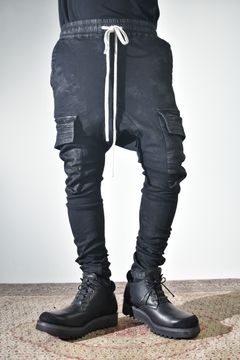 Coating Cargo Saroel Skinny"Black" / コーティングサルエルカーゴスキニー"ブラック"