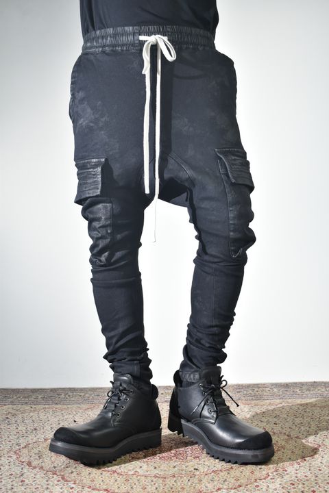 Coating Cargo Saroel Skinny"Black" / コーティングサルエルカーゴスキニー"ブラック"