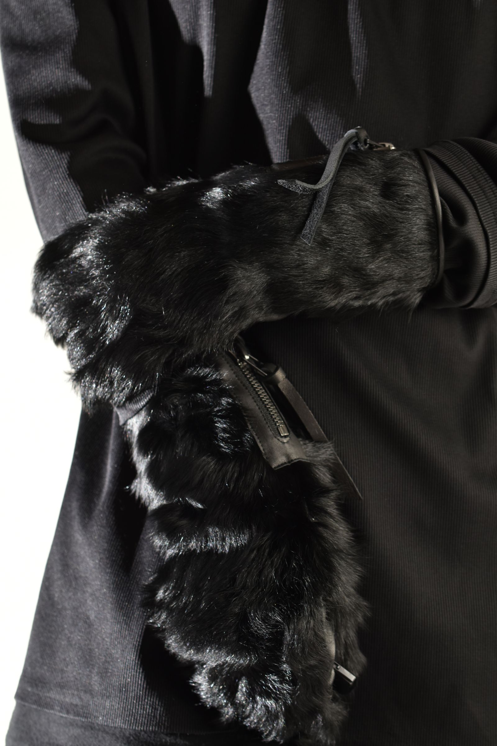 Goatfur and Horsehide Combination Gloves"Black" / ゴートファー×ホースレザーコンビネーショングローブ"ブラック"