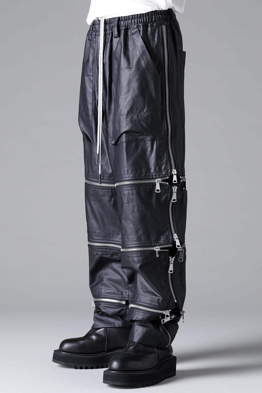 《2026SS先行予約》Matte Coating Zip Wide Pants"Black" / マットコーティングジップワイドパンツ"ブラック"
