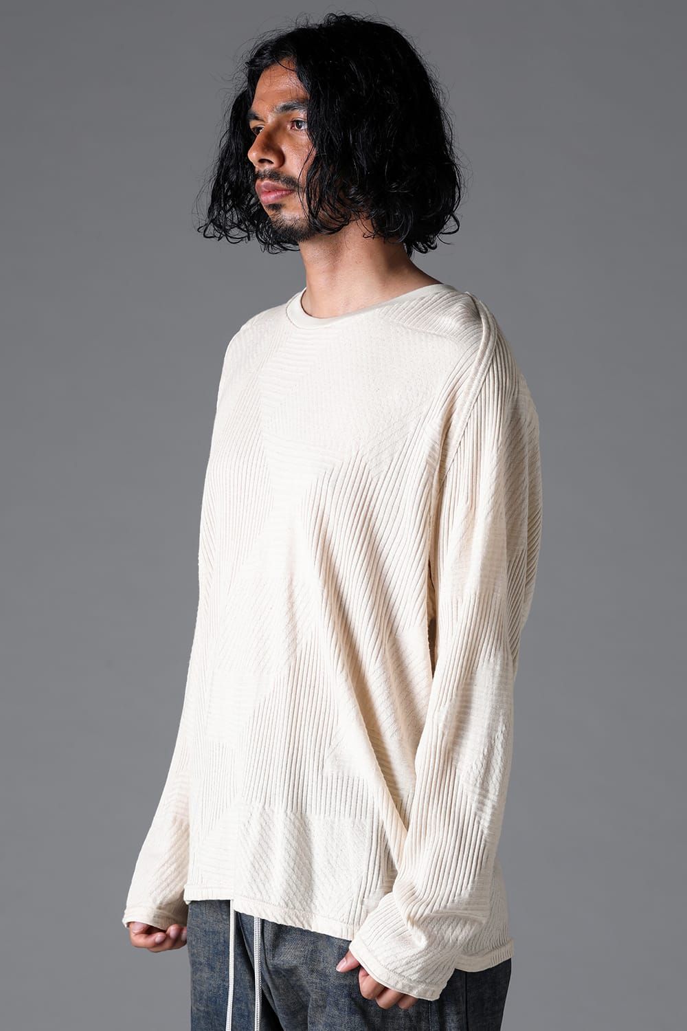 《2026SS先行予約》Deformed Stripe Pattern Shiva Long Sleeve Tee "Black / Cream" /ディフォルメドストライプパターンシヴァロングスリーブ"ブラック/クリーム"