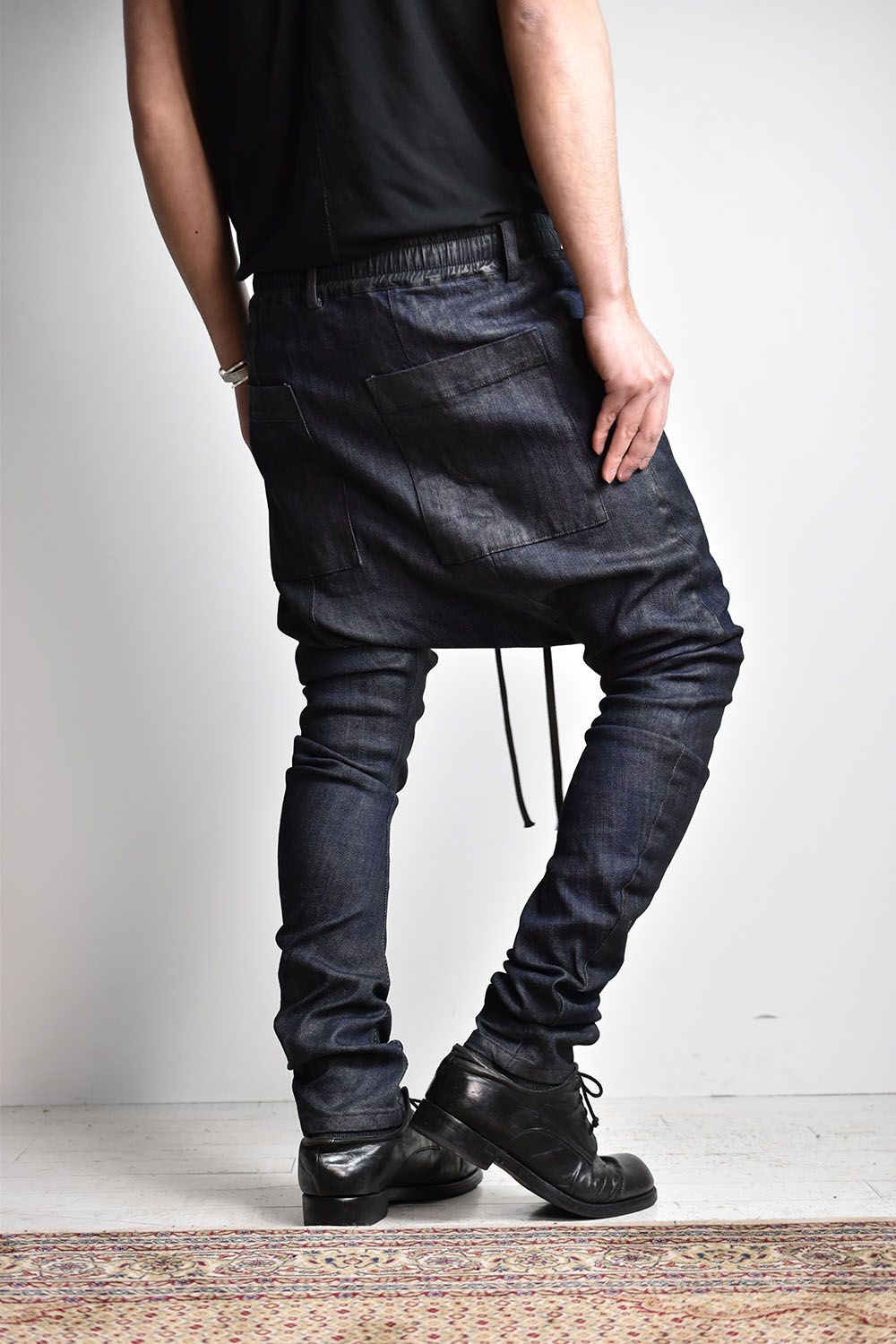 《2025AW先行予約》Coated Stretch denim Sarouel skinny"Blue" / コーティングストレッチデニムサルエルスキニー"ブルー"