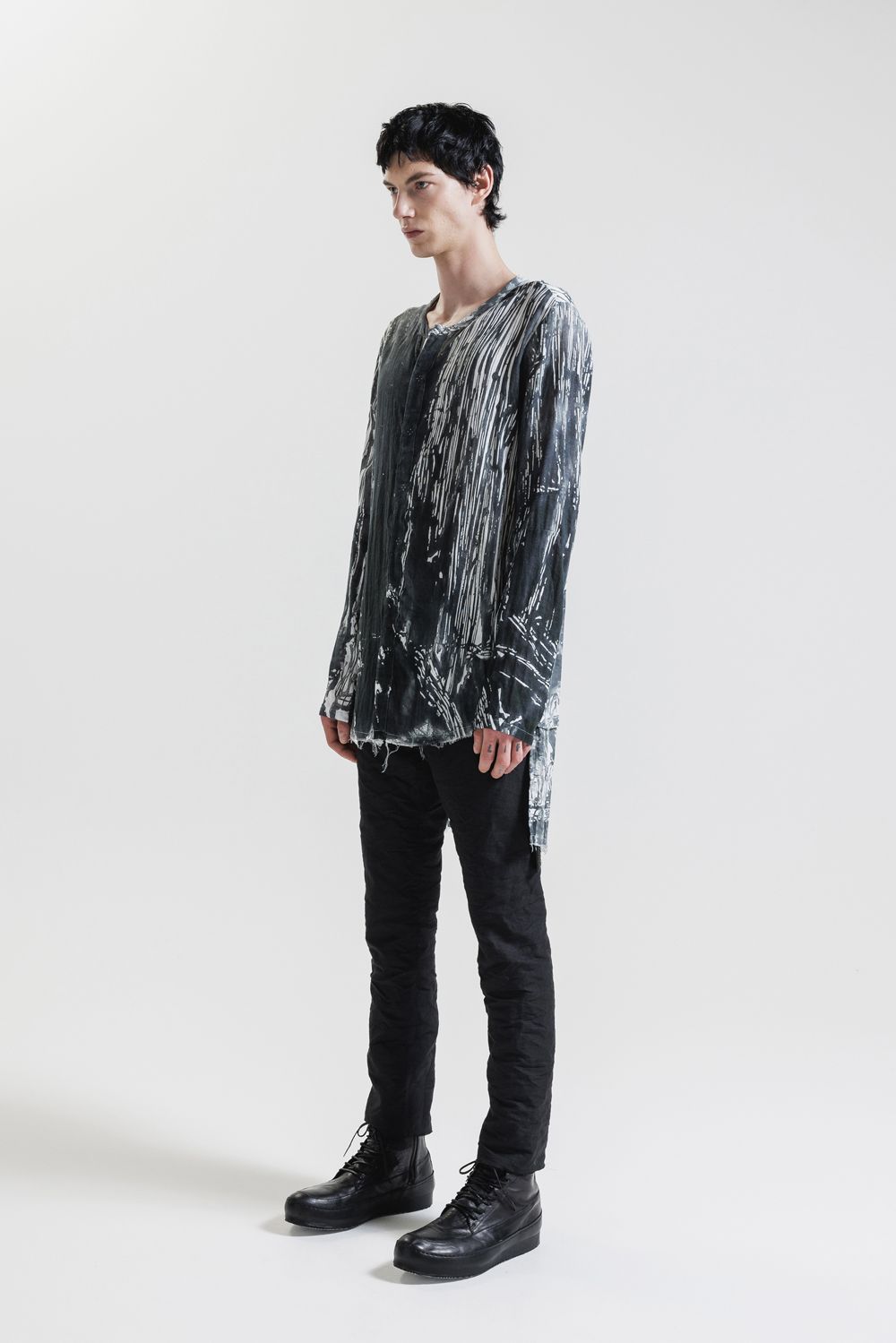 Round Neck Reversible Gauze Shirt"Face Print" / ラウンドネックリバーシブルガーゼシャツ"フェイスプリント"