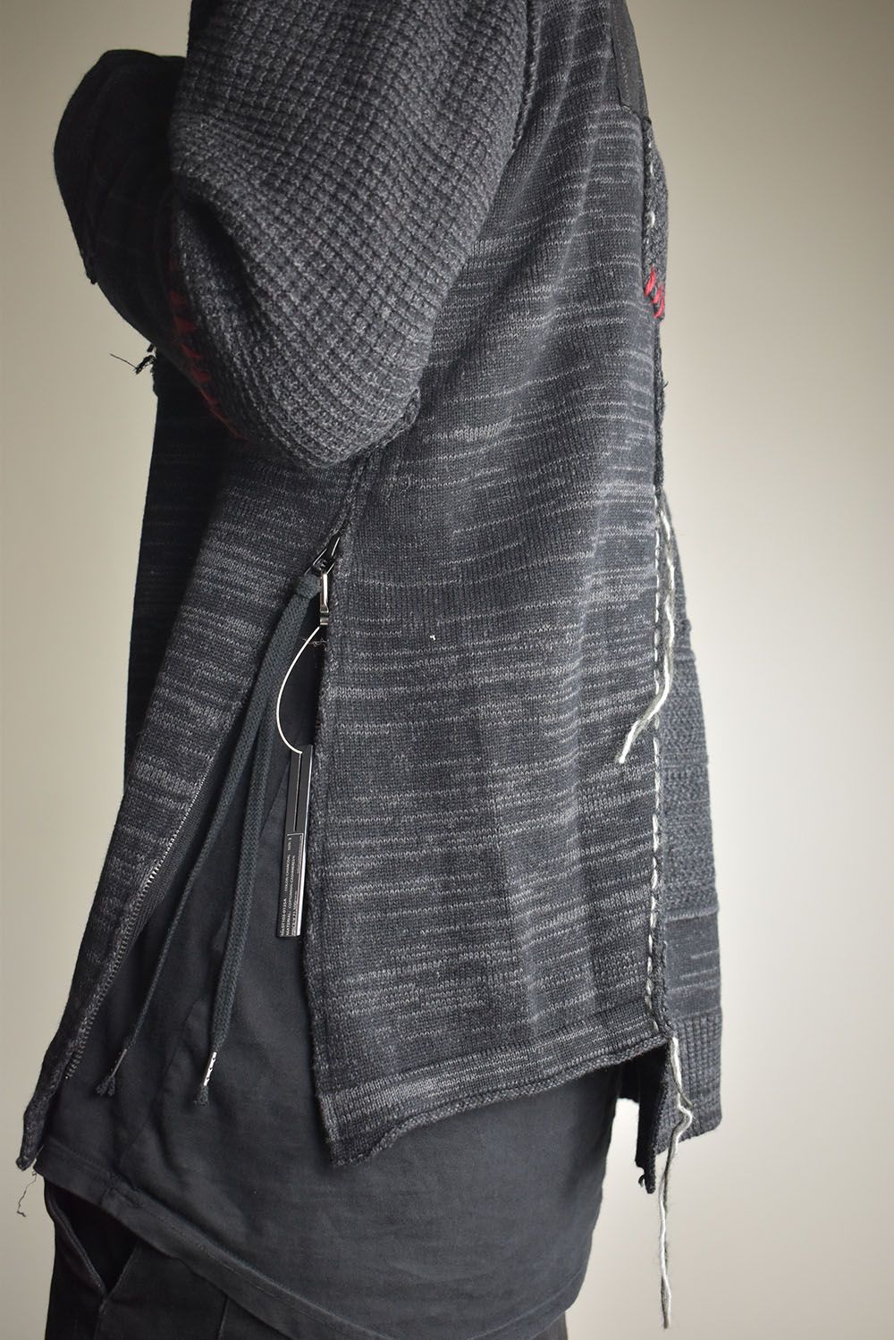 Cotton Cashmere Crust Patch Knit Pullover "Charcoal" / コットンカシミヤクラストパッチニットプルオーバー"チャコール"