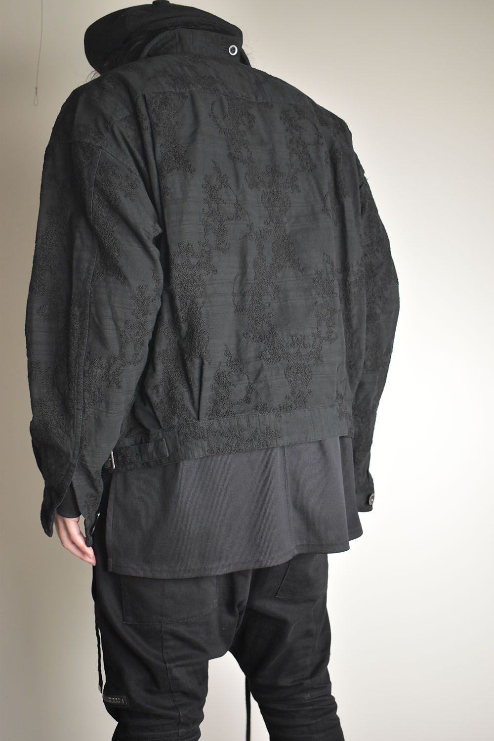 Embroidered Striped Blouson"Black" / 刺繍ストライプブルゾン"ブラック"