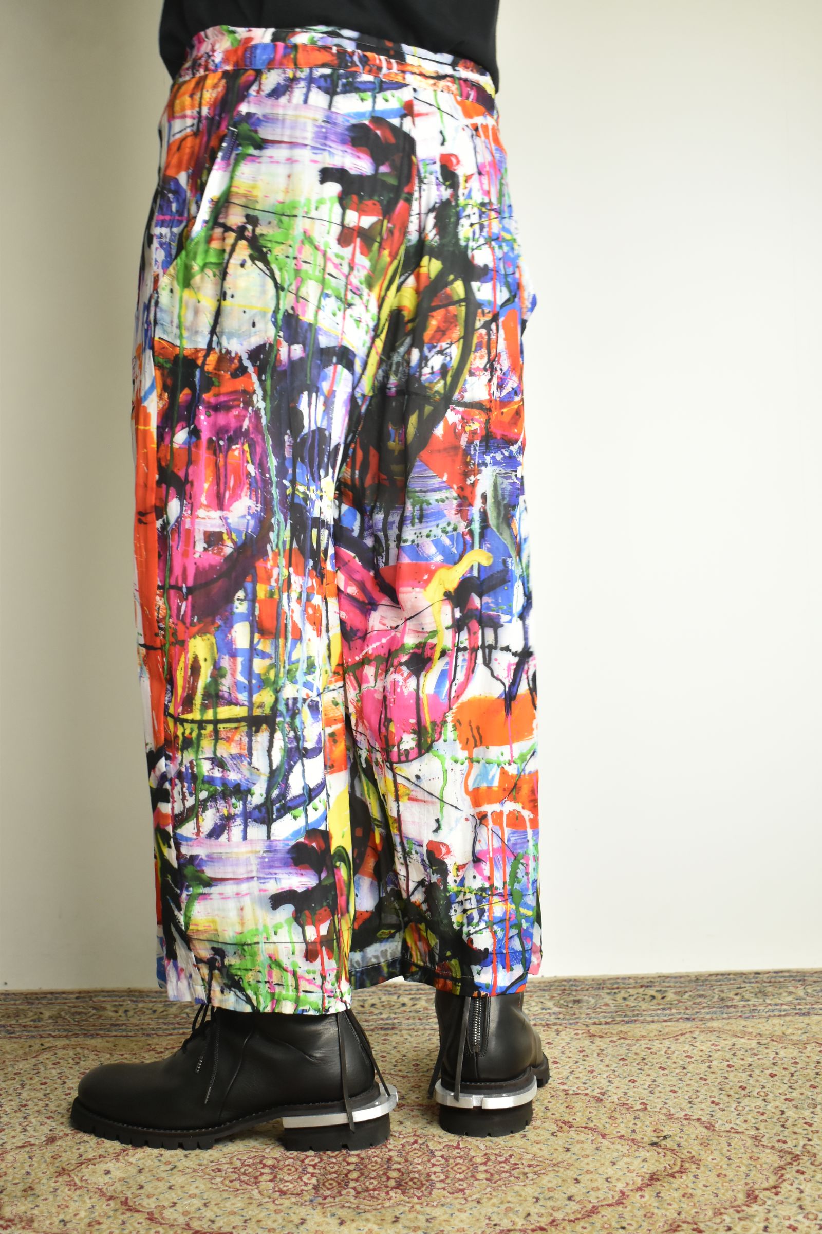 Rayon Chiffon Inkjet Print Wide Cropped Easy Pants"Color Print" / レーヨンシフォンインクジェットプリントワイドクロップドイージーパンツ"カラープリント"