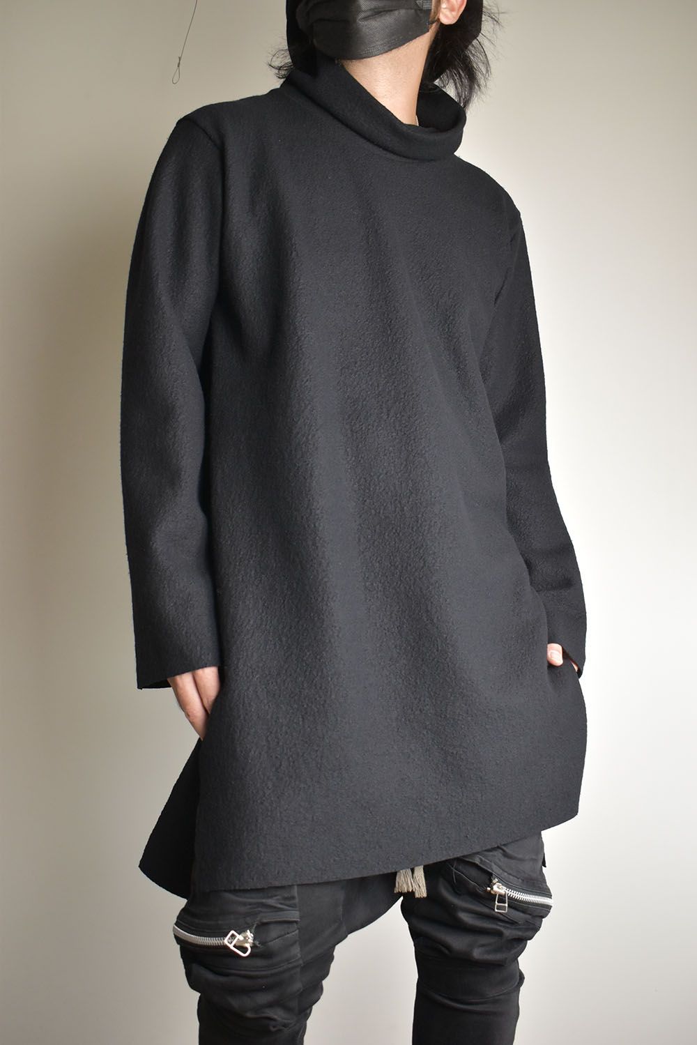 High Neck Long Pullover"Black"/ ハイネックロングプルオーバー"ブラック"