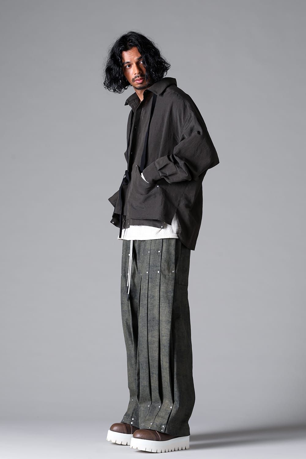 《2026SS先行予約》Blended Shades Denim  Pleats Tuck WideL Pants"D.verdigris/L.verdigris/Steel Blue"/ブレンデッドシェイドデニムプレートタックワイドパンツ"ダークベルディグリ/ライトベルディグリ/スティールブルー"