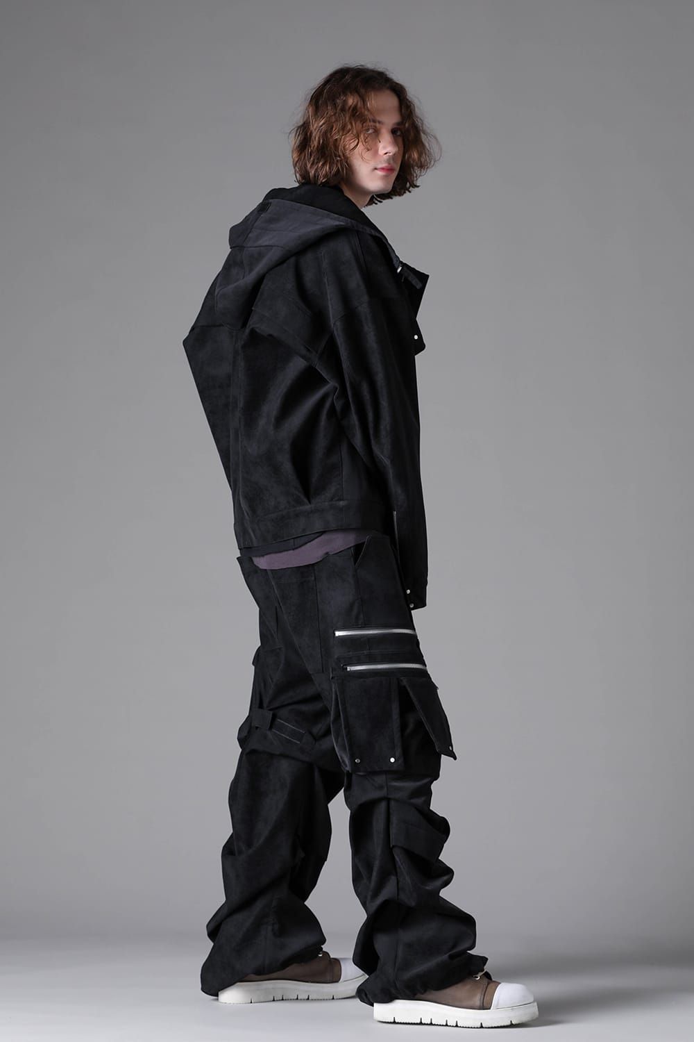 《2026AW先行予約》Vegan Suede Leather Hoodie Blouson"Black" / ヴィーガンスウェードレザーフーディブルゾン "ブラック"