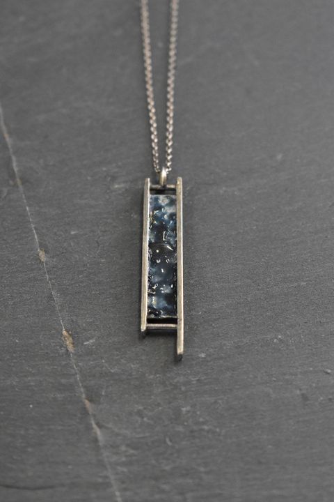 Japanese Enamel Necklace"Dark Blue"