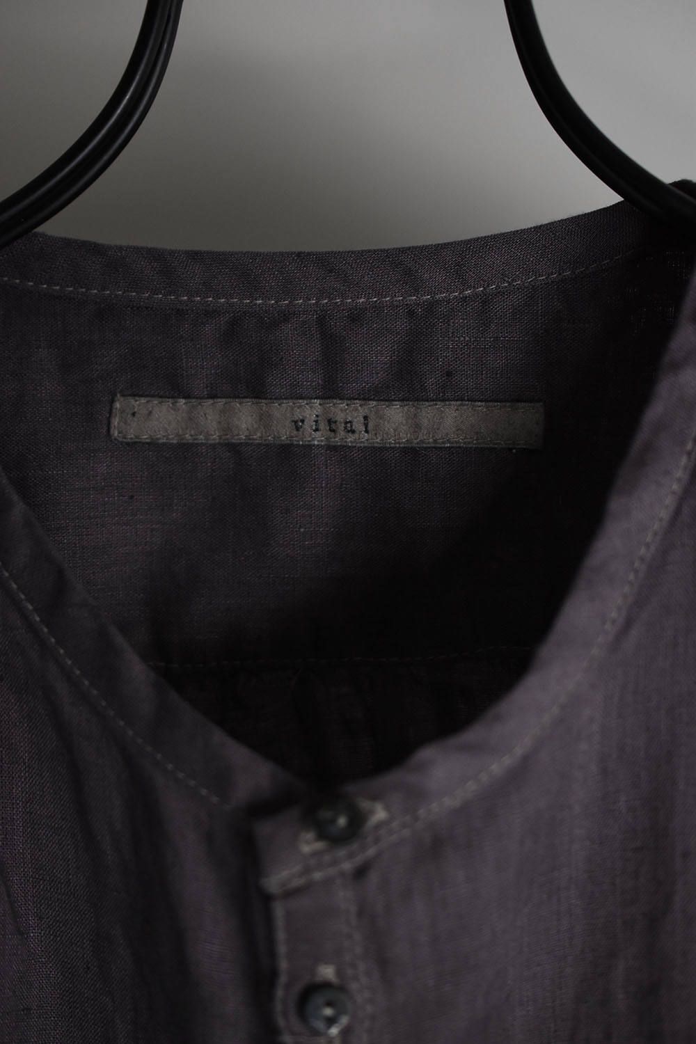 《ラスト1点!!》No-Collar Pullover Shirts"D.Gray"/ノーカラープルオーバーシャツ"ダークグレー"
