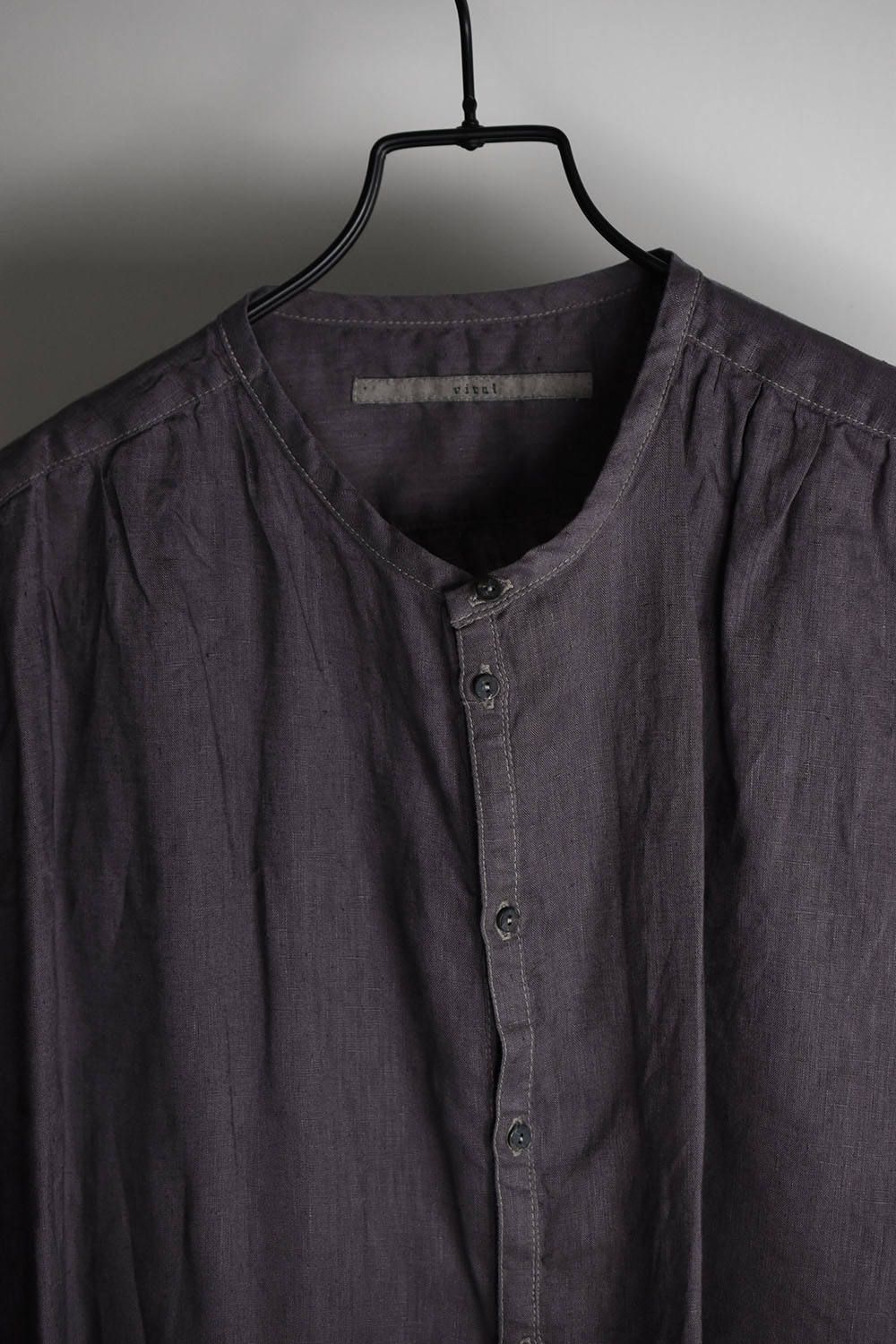 《ラスト1点!!》No-Collar Pullover Shirts"D.Gray"/ノーカラープルオーバーシャツ"ダークグレー"