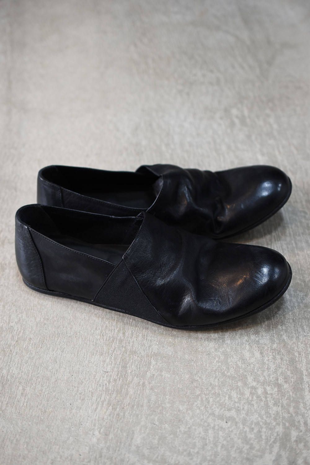LAUF RE WAXED"Slip Shoes"Black/ レザースリッポン"ブラック"