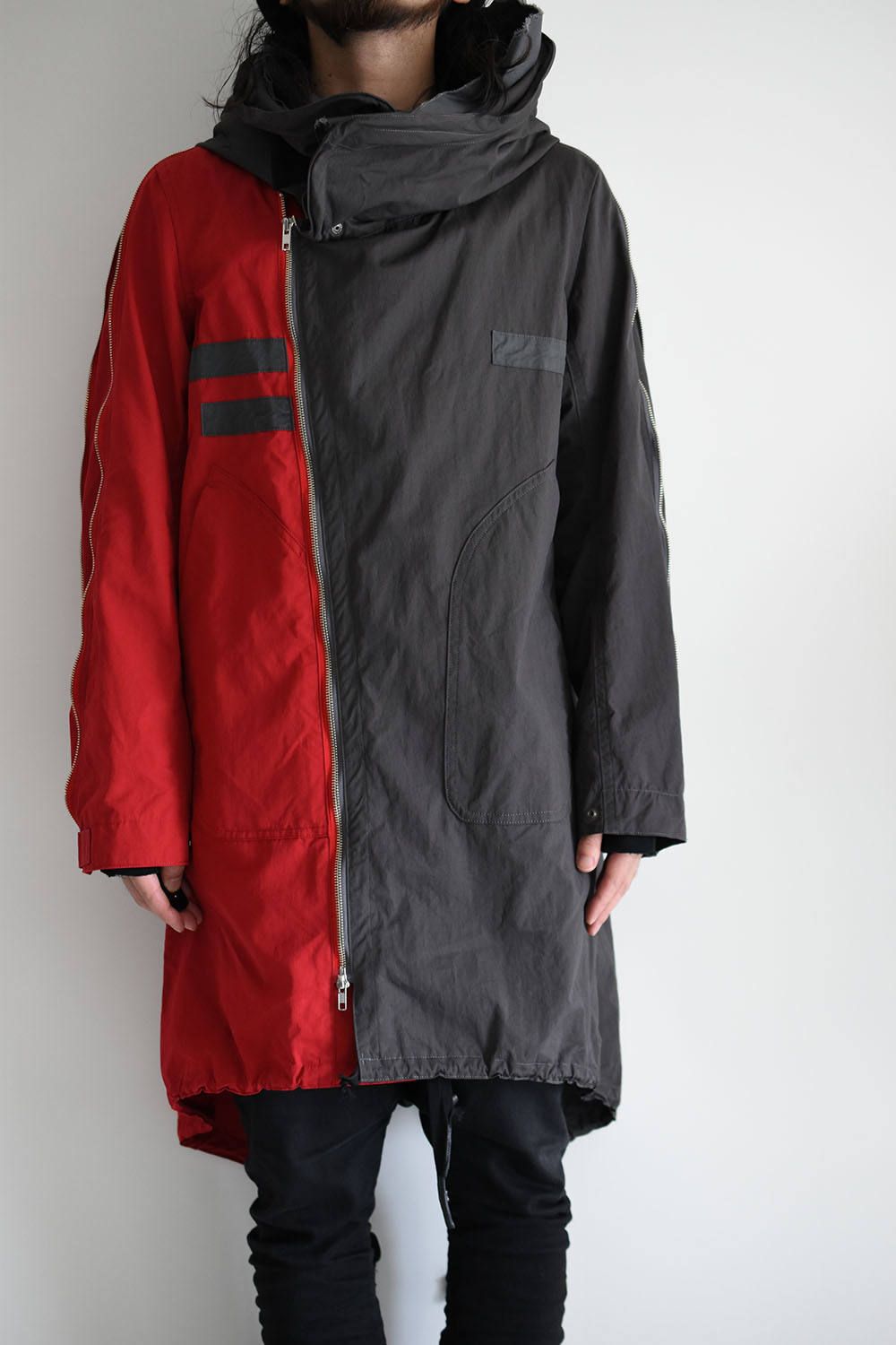 《ラスト1点!!》Zip Up Military Parka"Grey/Red"/ジップアップミリタリーパーカー"グレー/レッド"