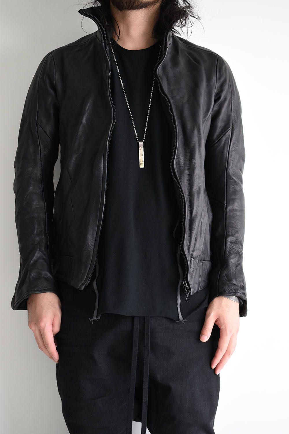 LEATHER TRACK JACKET"Black"/レザートラックジャケット"ブラック"