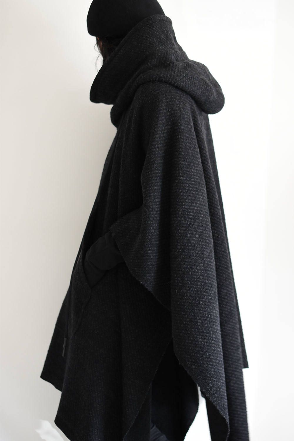 Zip Up Parka Poncho"Charcoal"/ジップアップパーカーポンチョ"チャコール"