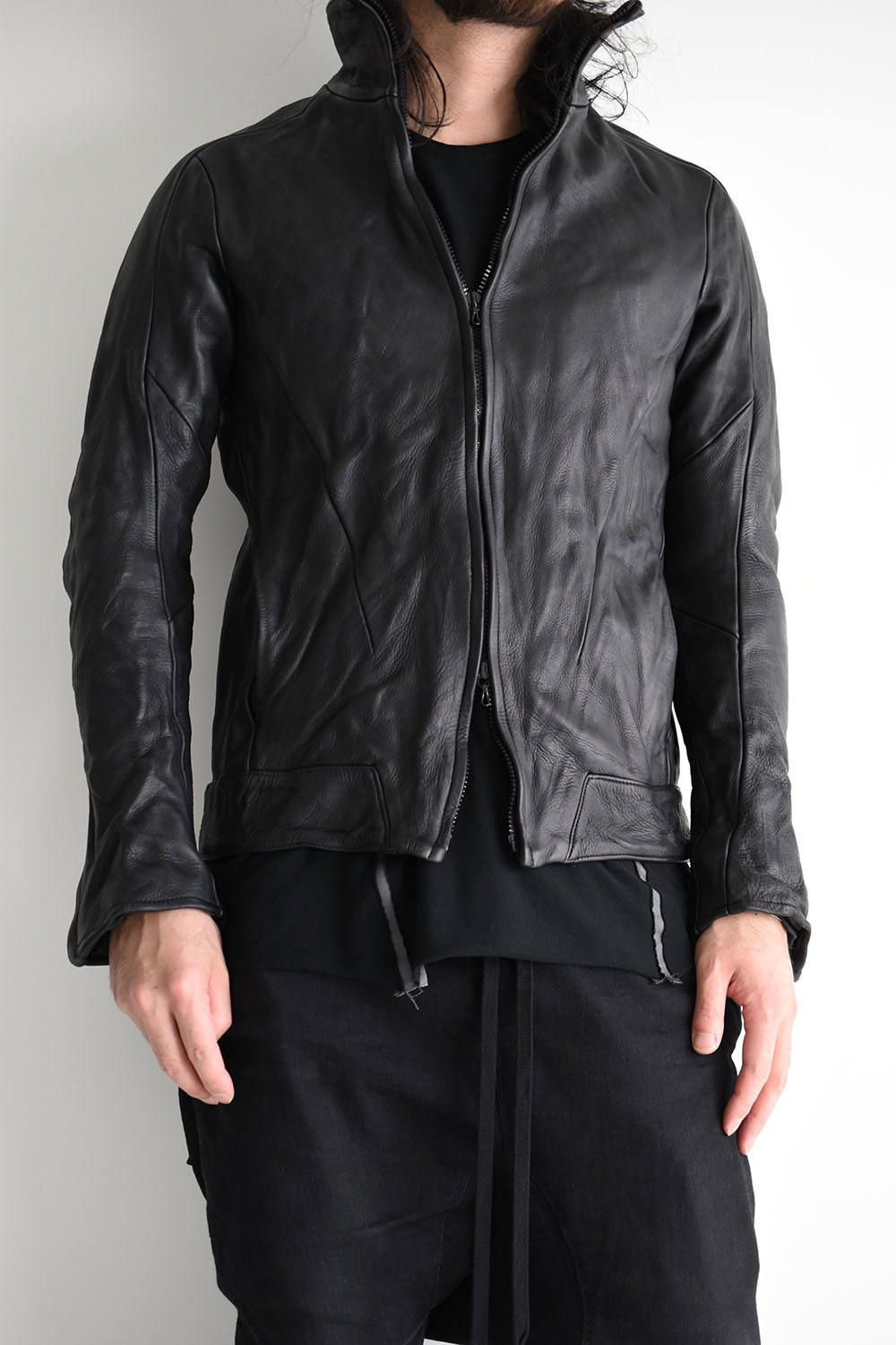 LEATHER TRACK JACKET"Black"/レザートラックジャケット"ブラック"