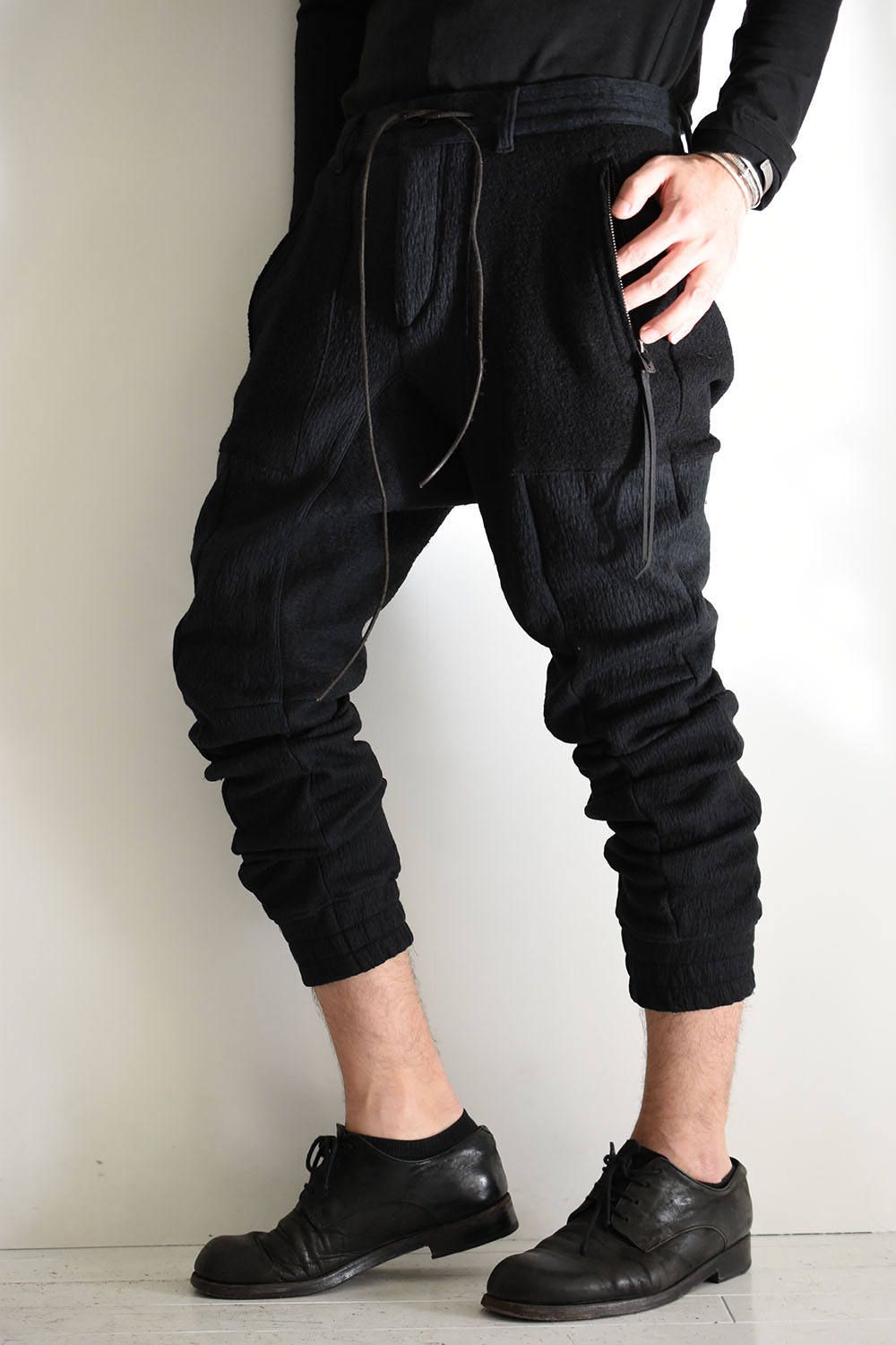 Wool × Cortton Jersey Jogger Pants"Black"/ウール×コットン ジャージージョガーパンツ"ブラック"