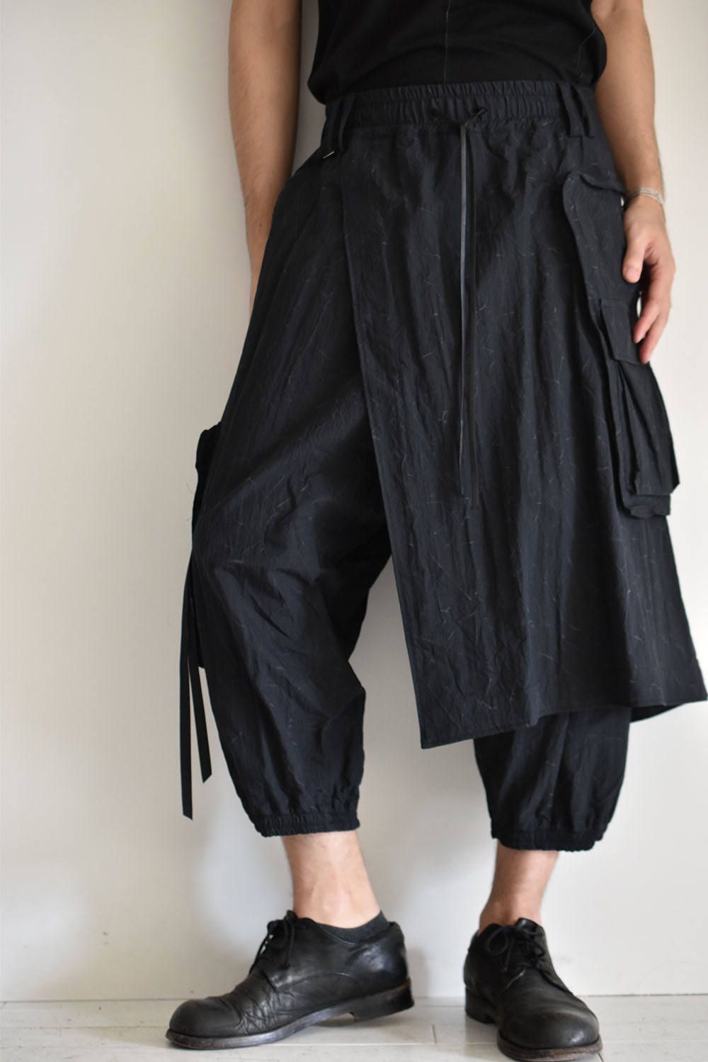 《ラスト1点!!》Cold Dye Skirt Combi Easy Pants"Black"/コールドダイ スカートコンビ イージーパンツ"ブラック"