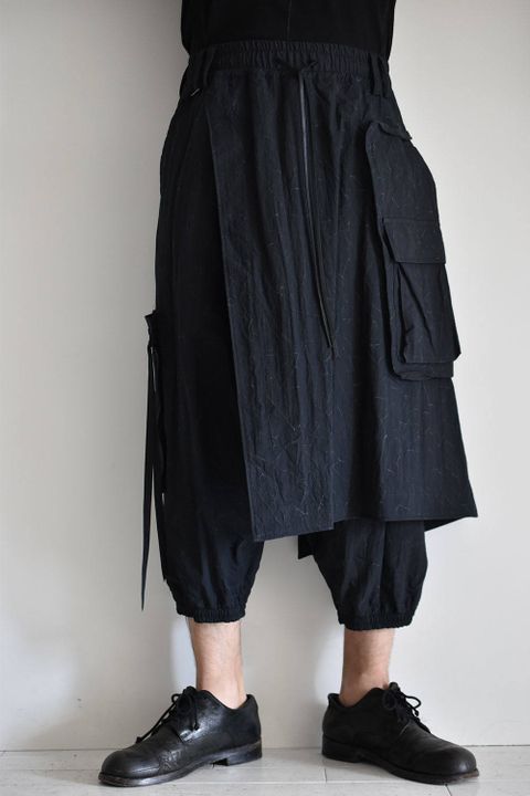 《ラスト1点!!》Cold Dye Skirt Combi Easy Pants"Black"/コールドダイ スカートコンビ イージーパンツ"ブラック"