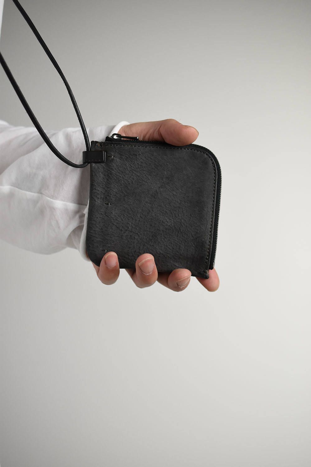 Compact Wallet"Leather String"/Wax Black コンパクトウォレット"レザーコード"/ワックスブラック