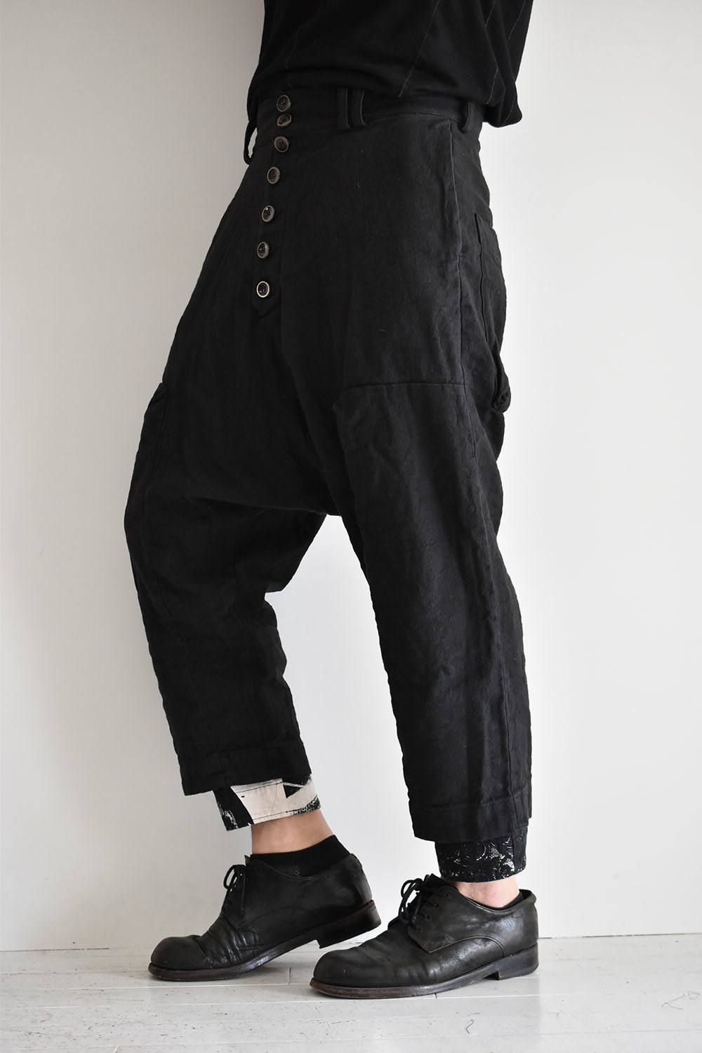 Sarouel Wide Layerd Pants"Black×Print"/サルエルワイドレイヤードパンツ"ブラック×プリント"