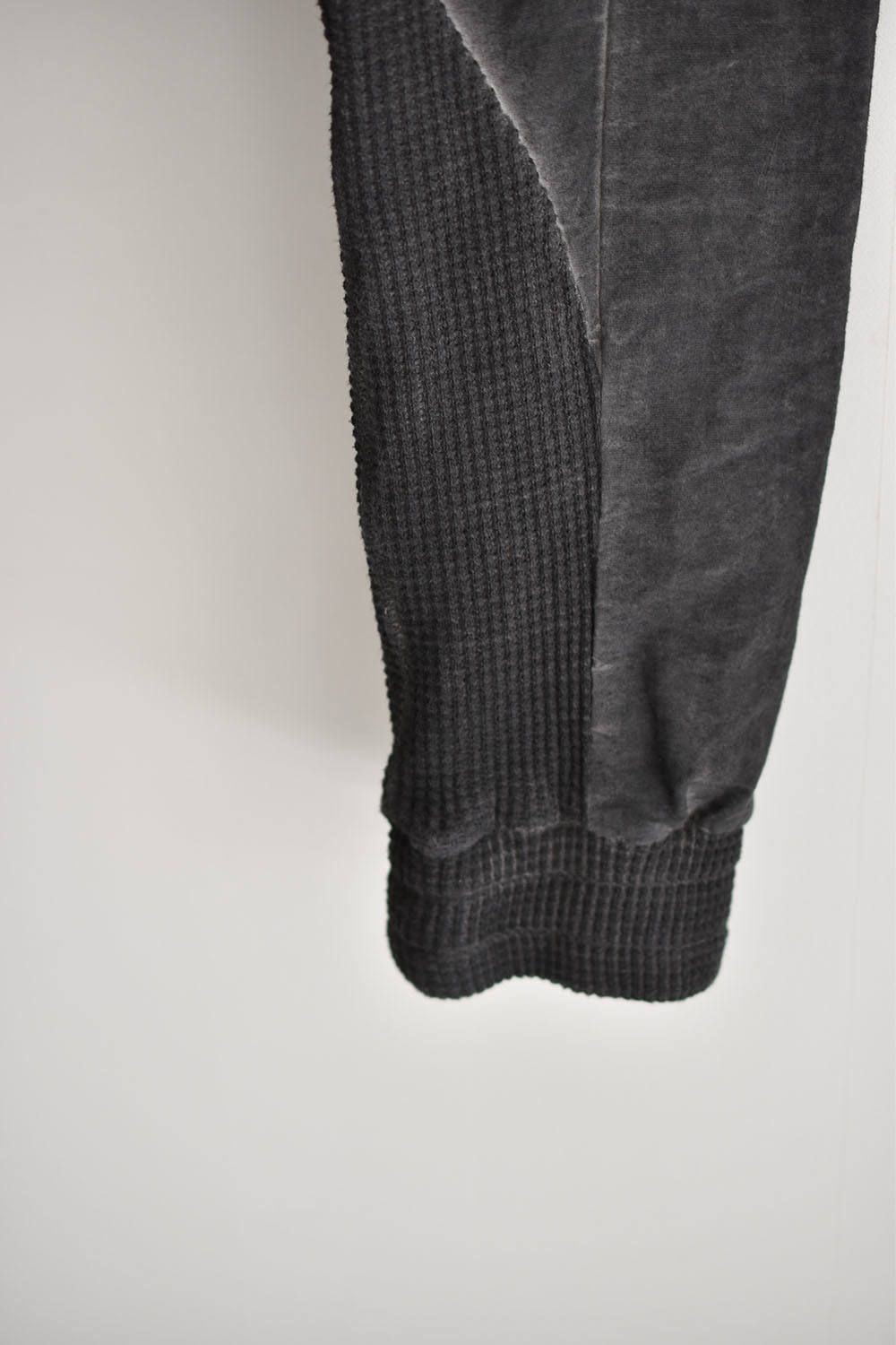 《ラスト1点!!》Heavy Waffle x Japanese Paper Mix Cloth  Drop Crotch Jogger pants"Charcoal"/ ワッフル×和紙 ジョガー