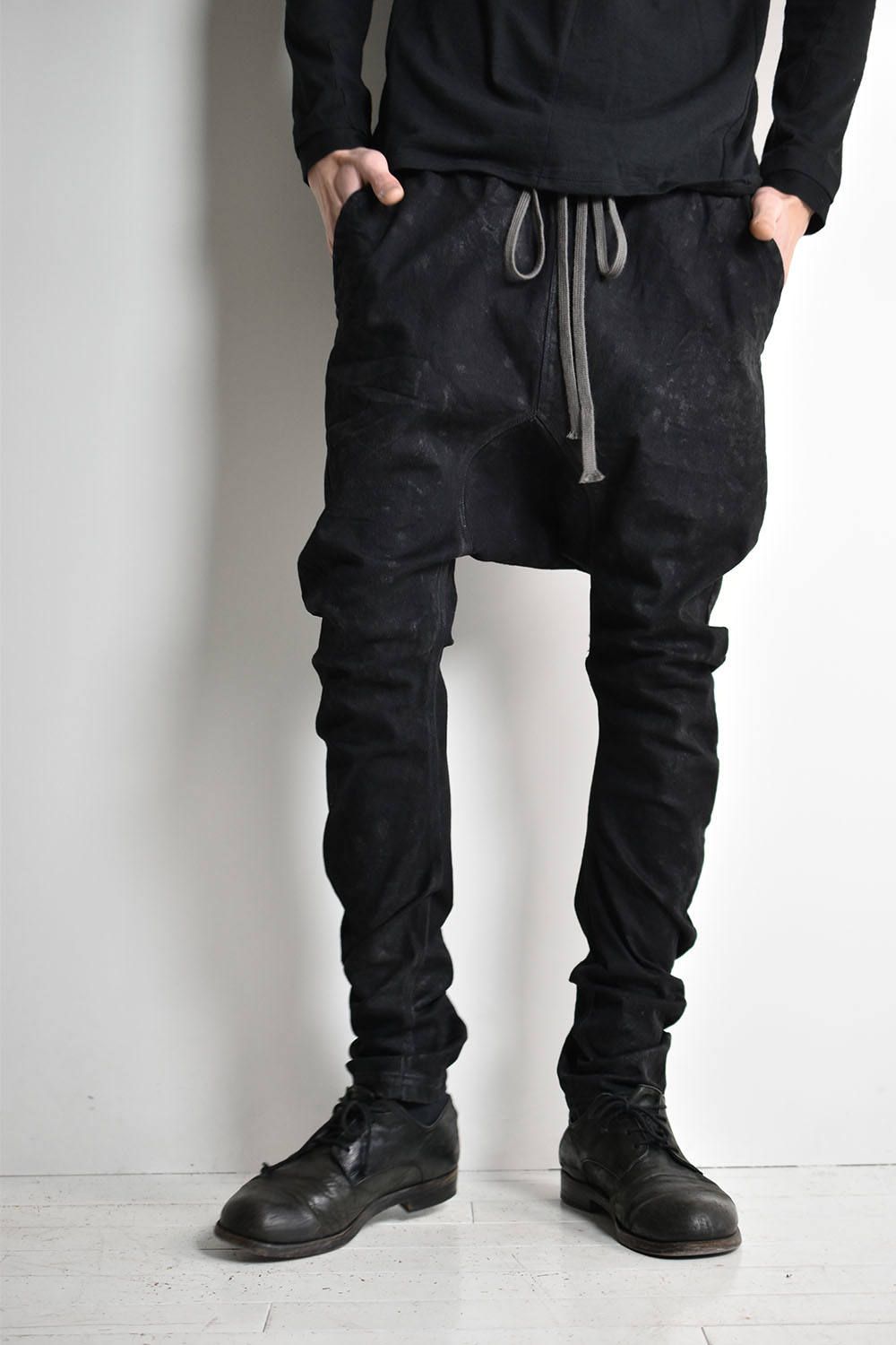 Couted Stretch Denim Sarouel Skinny"Black"/コーティングストレッチサルエルスキニーデニム"ブラック"