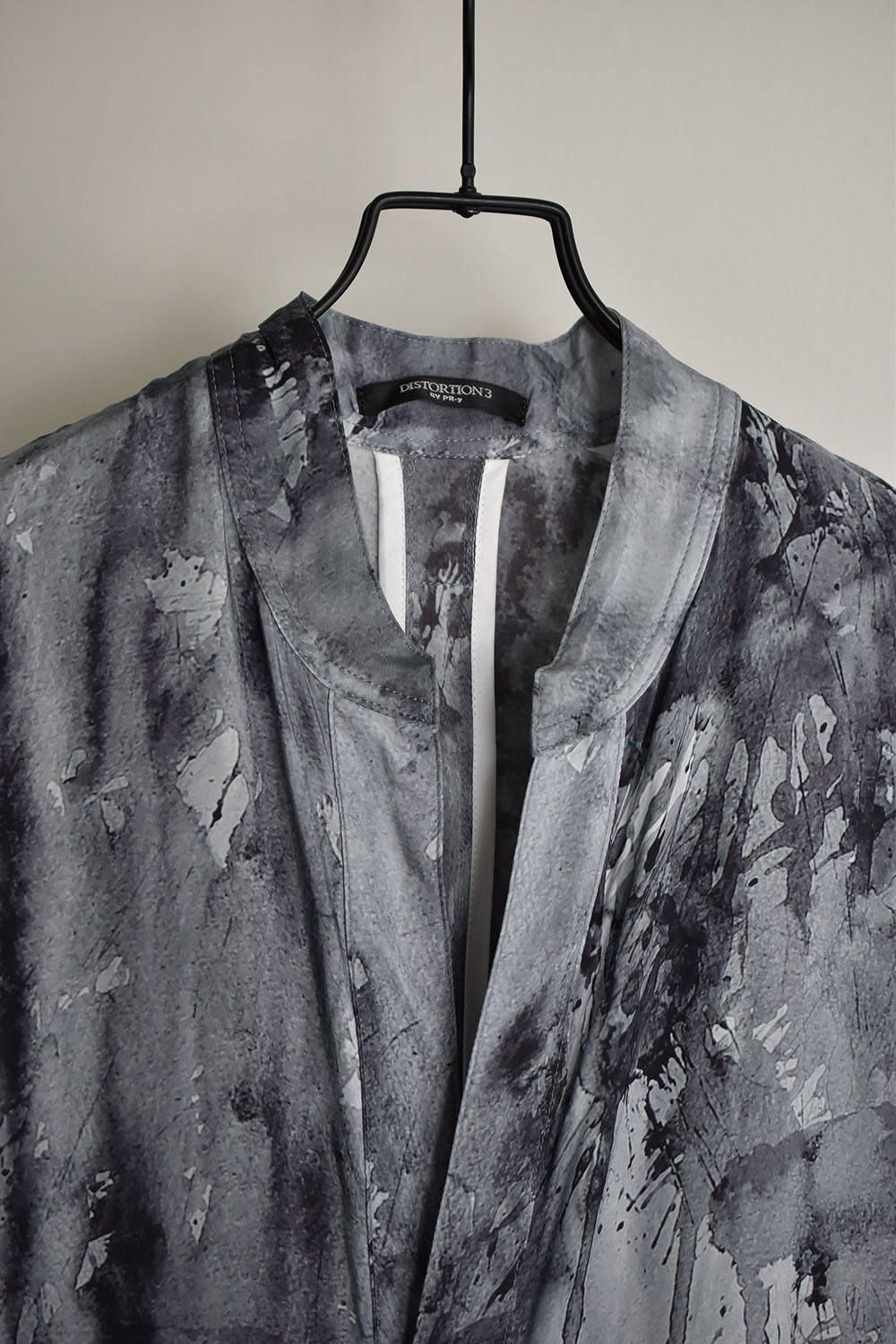 《ラスト1点!!》-DISTORTION3-Multi Zip Long Shirt"Grey Print"/マルチジップロングシャツ"グレープリント"