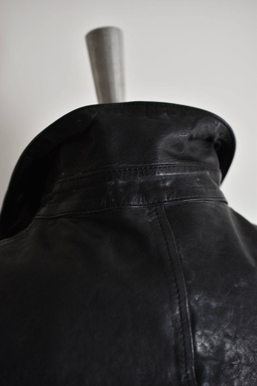 French Shoulder Collar Riders Jacjket"Black" /  製品染ワックス仕上げ:フレンチショルダーライダースジャケット"ブラック"