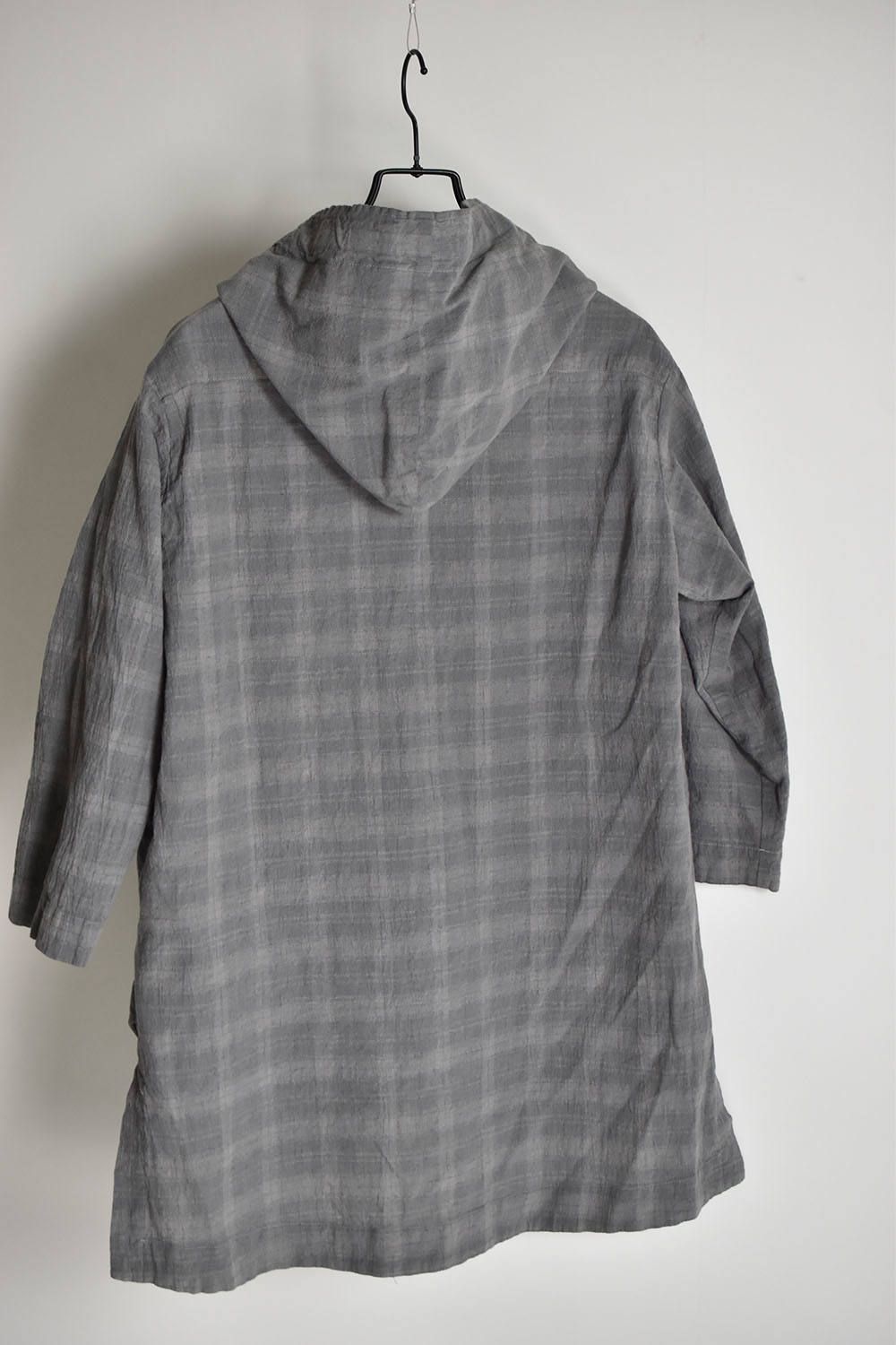 Dyed Check Hoodie Shirts"Grey"/コールドダイチェックフーディシャツ"グレー"