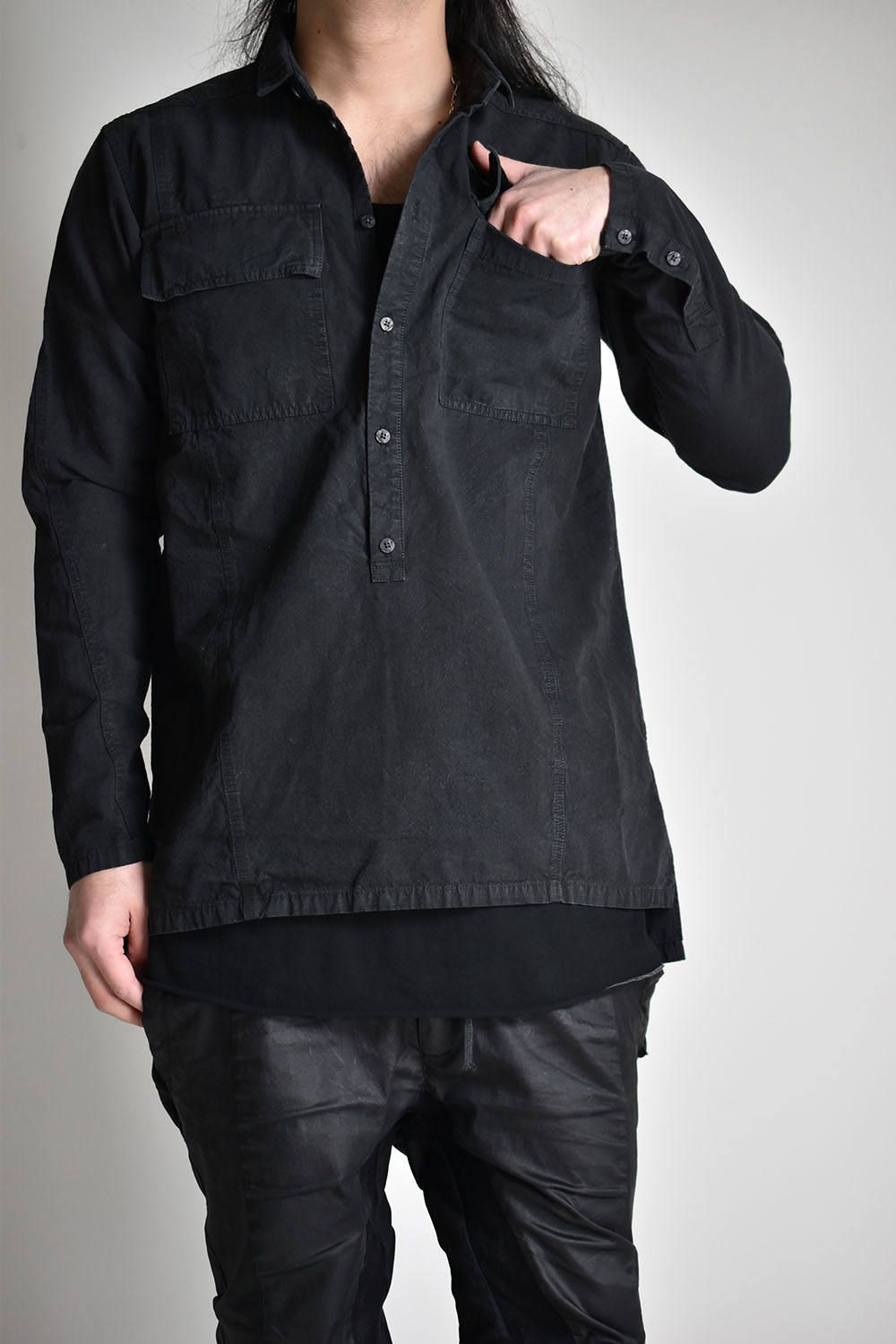 Switching Shirts Pullover"Black"/スウィッチングシャツプルオーバー"ブラック"