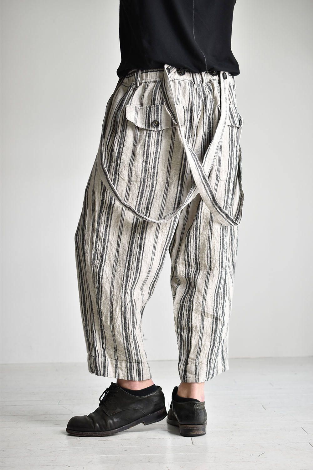 Supenders Stripe Wide Pants"Beige×Black"/サスペンダーズ ストライプワイドパンツ"ベージュ×ブラック"