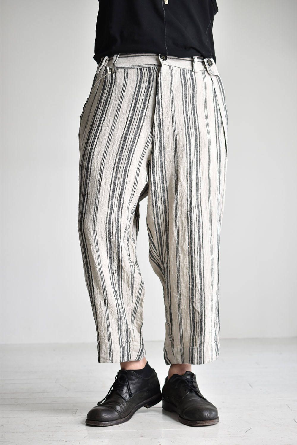Supenders Stripe Wide Pants"Beige×Black"/サスペンダーズ ストライプワイドパンツ"ベージュ×ブラック"