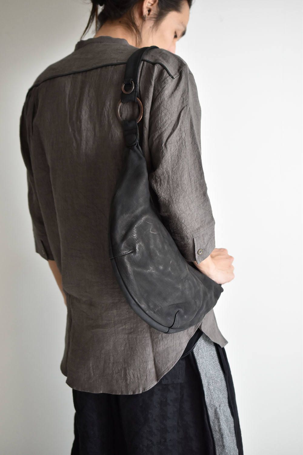 JAPAN STEER GARMENT-DYED SHOULDER BAG"Black"/ジャパンステアガーメントダイショルダーバッグ”ブラック”