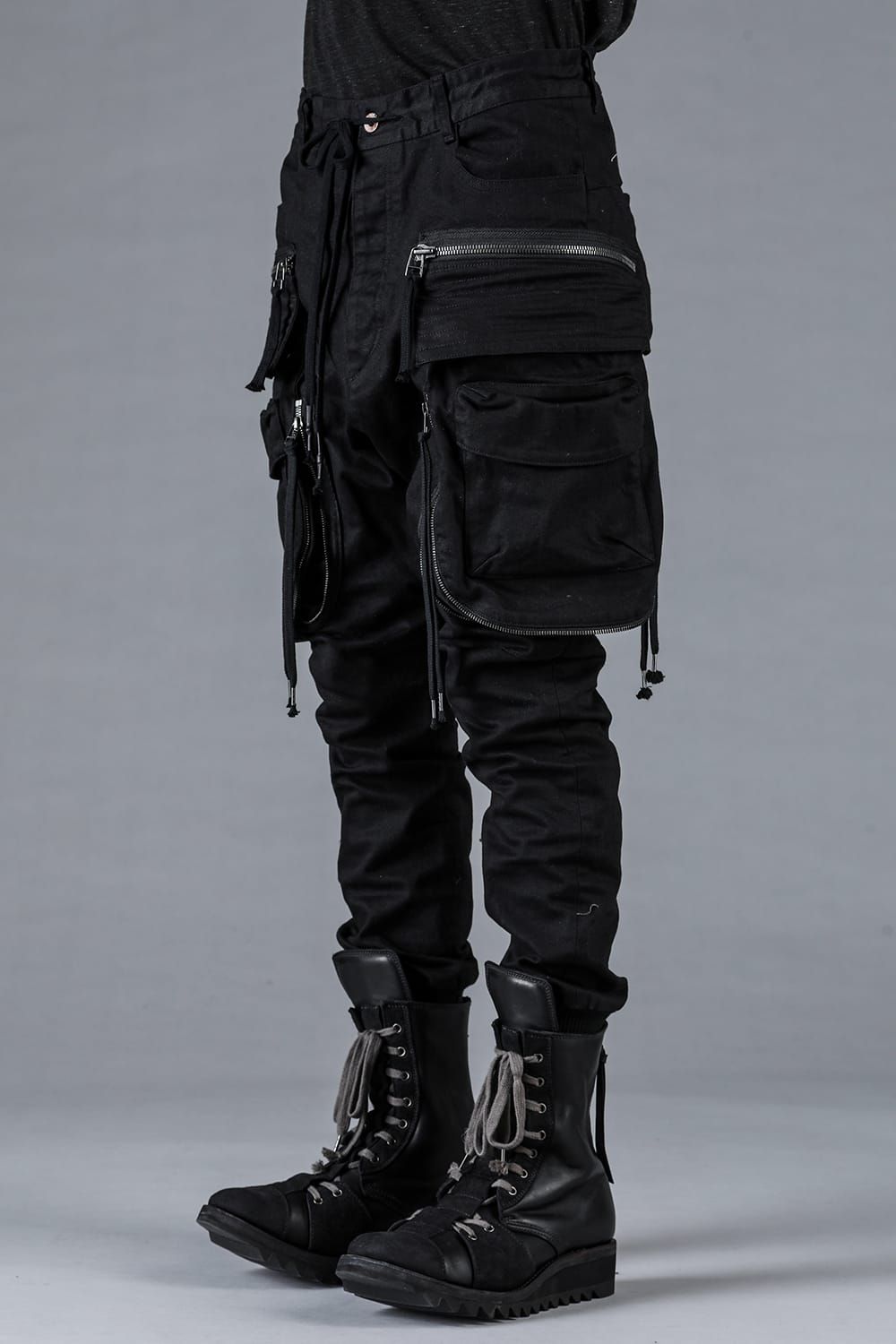 Stretch Denim Multi Pocket Cargo Jog Pants"Black" / ストレッチデニムマルチポケットカーゴジョグパンツ"ブラック"