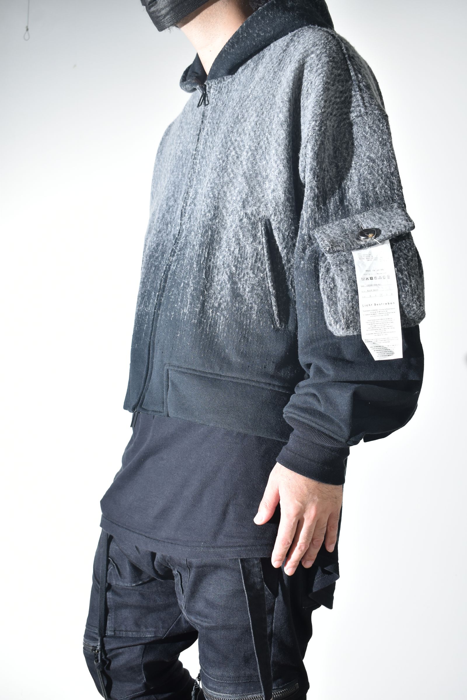 Gradient Needle Punch Double Zip Hoodie "Black Based" / グラデーションニードルパンチダブルジップフーディ"ブラックベース"