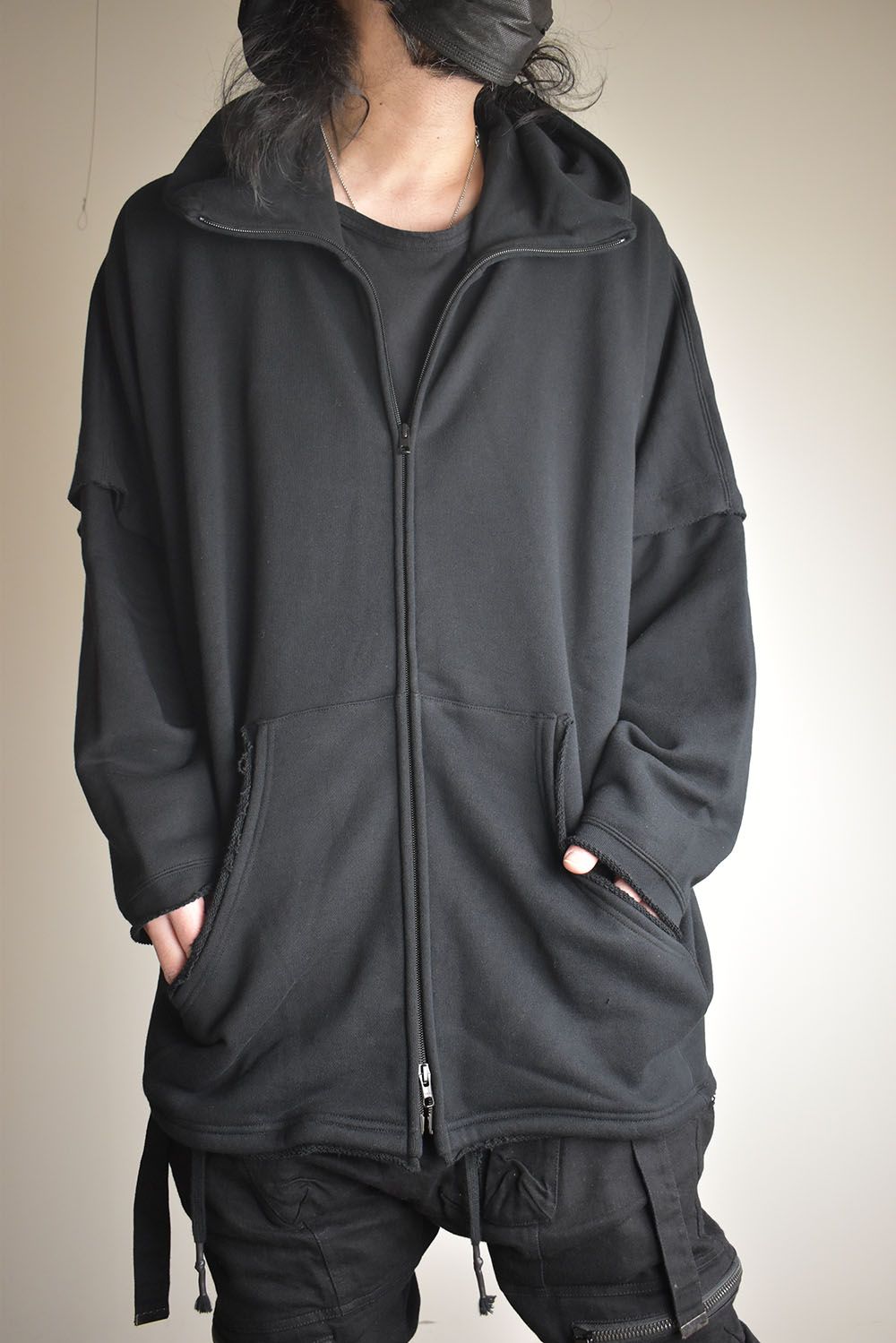 Sweat Oversize Zip Up Hoodie"Black" / スウェットオーバーサイズジップアップパーカ"ブラック"