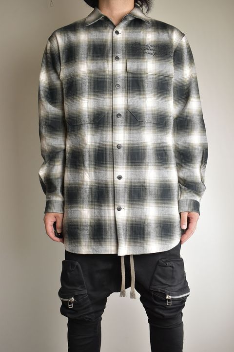 Ombre Check Long Shirts Jacket"White Check" / オンブレチェックロングシャツジャケット"ホワイトチェック"