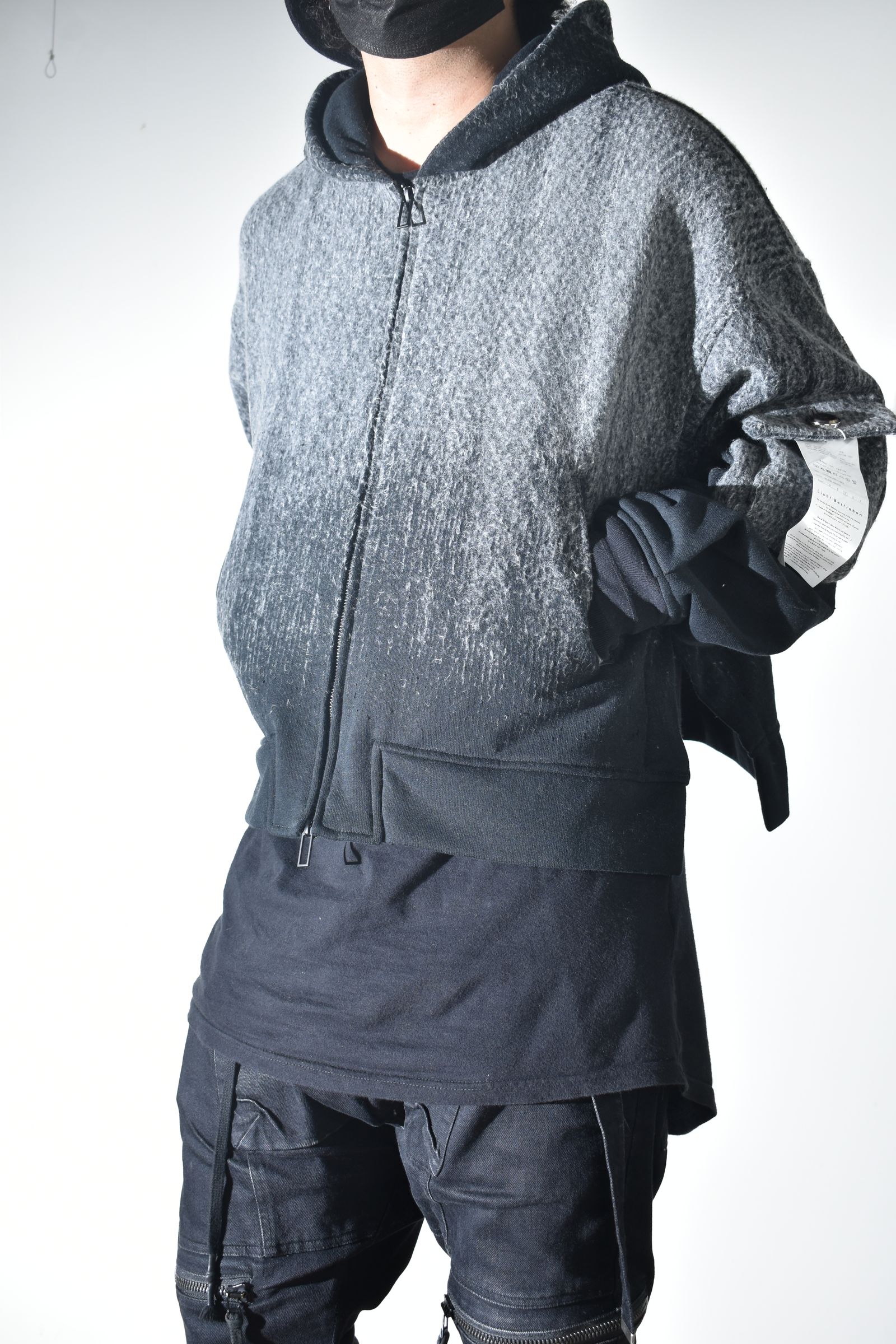 Gradient Needle Punch Double Zip Hoodie "Black Based" / グラデーションニードルパンチダブルジップフーディ"ブラックベース"