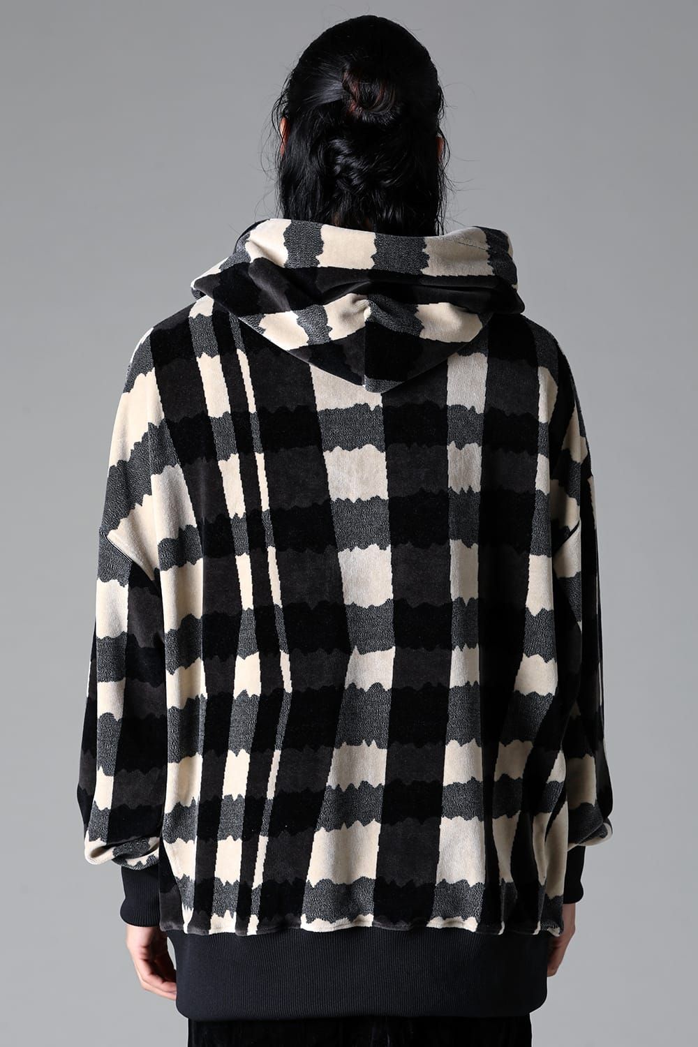 《2025AW先行予約》Checked Pattern Hooded Top"Black×Grey×Ivory" / チェックパターンフーデッドトップ"ブラック×グレー×アイボリー"