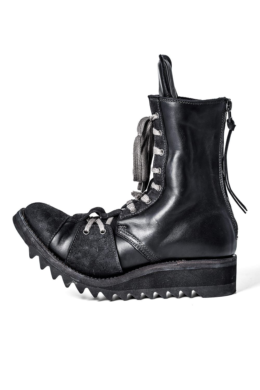 Horse Leather Shark Sole Lace-Up Boots "Black" / ホースレザーシャークソールレースアップブーツ"ブラック"